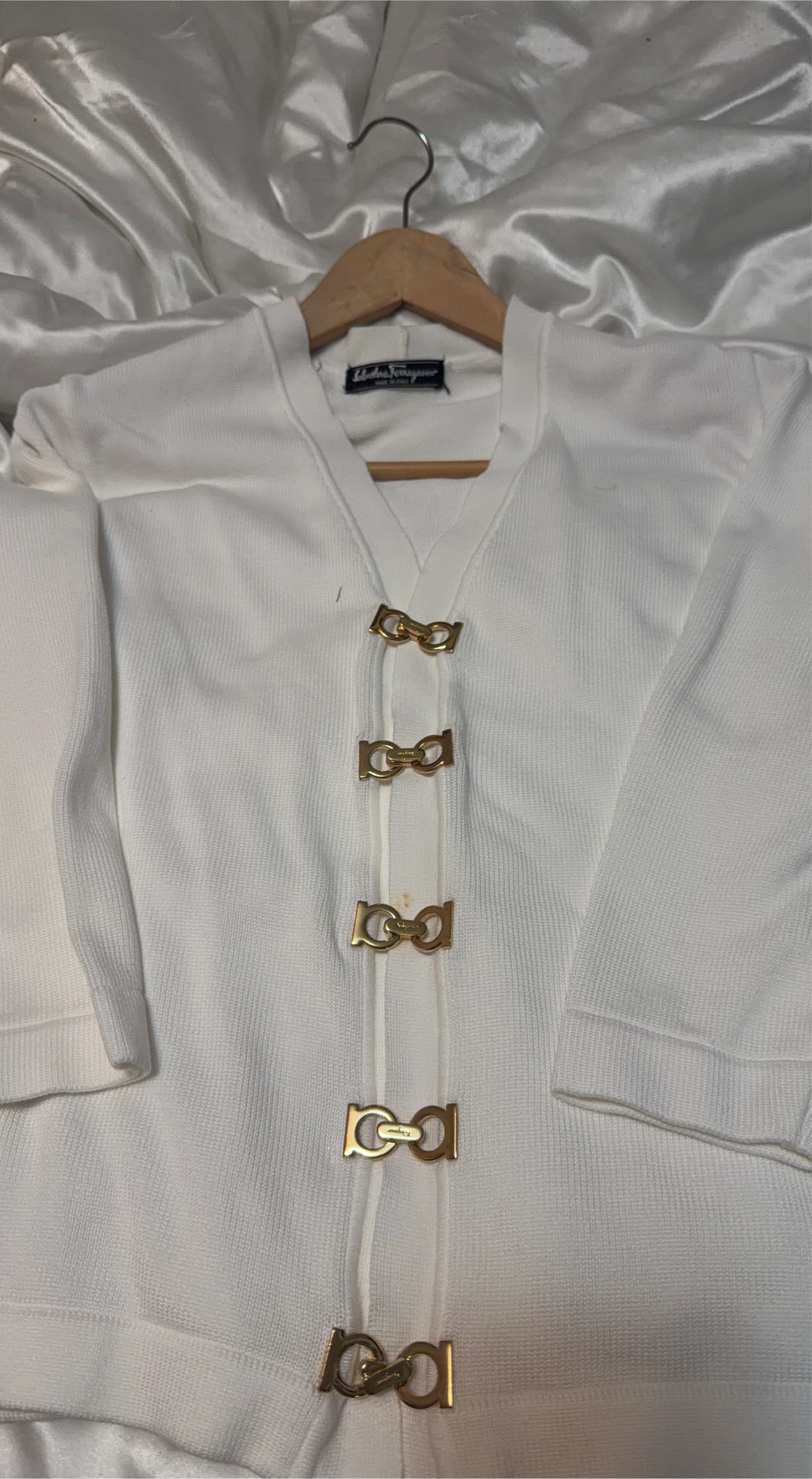 Salvatore Ferragamo White Cardigan