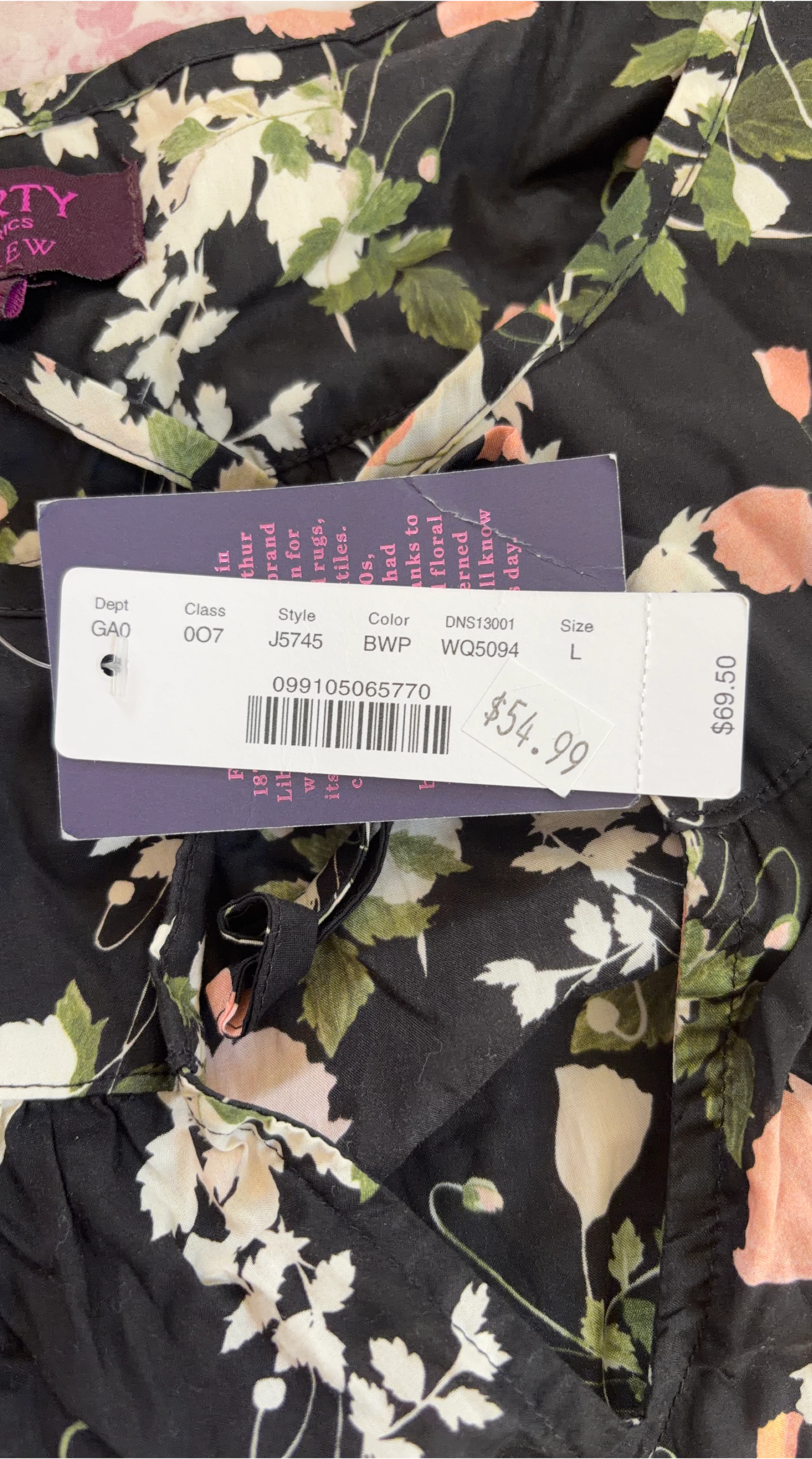 J. Crew Liberty Fabric Floral Blouse - Size L
