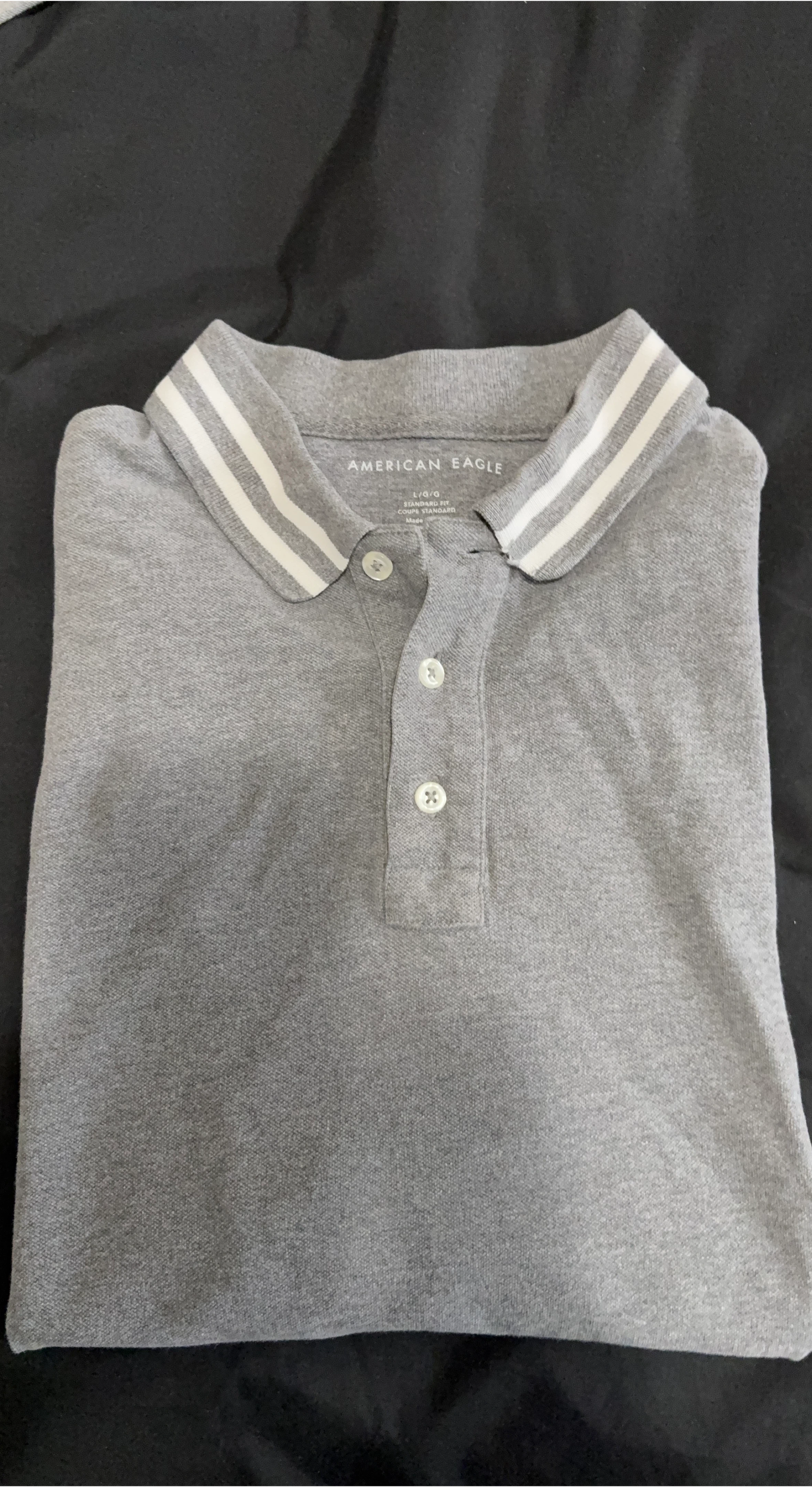 American Eagle Grey Polo Shirt - Size L