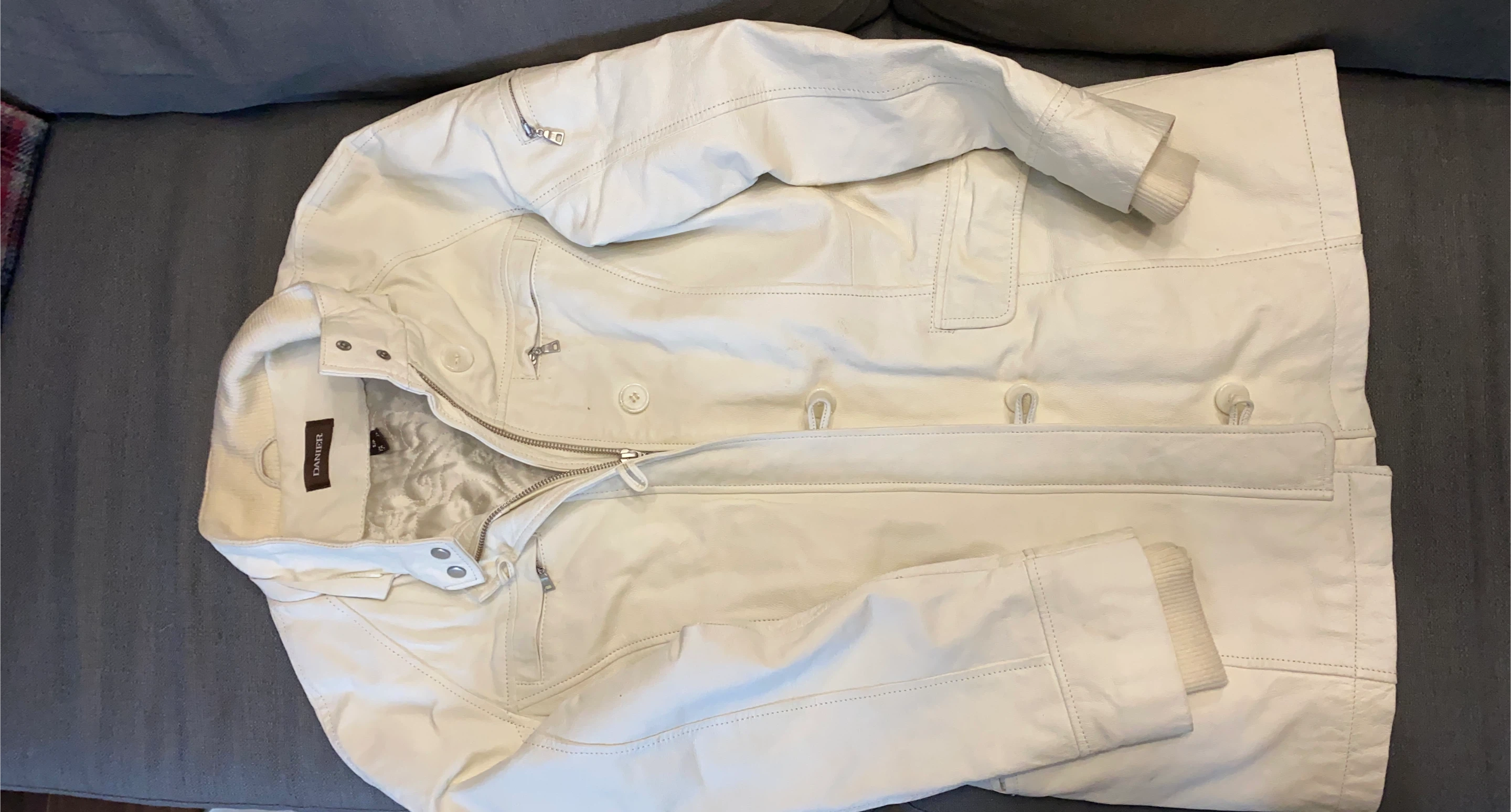 Danier White Leather Jacket - Size S