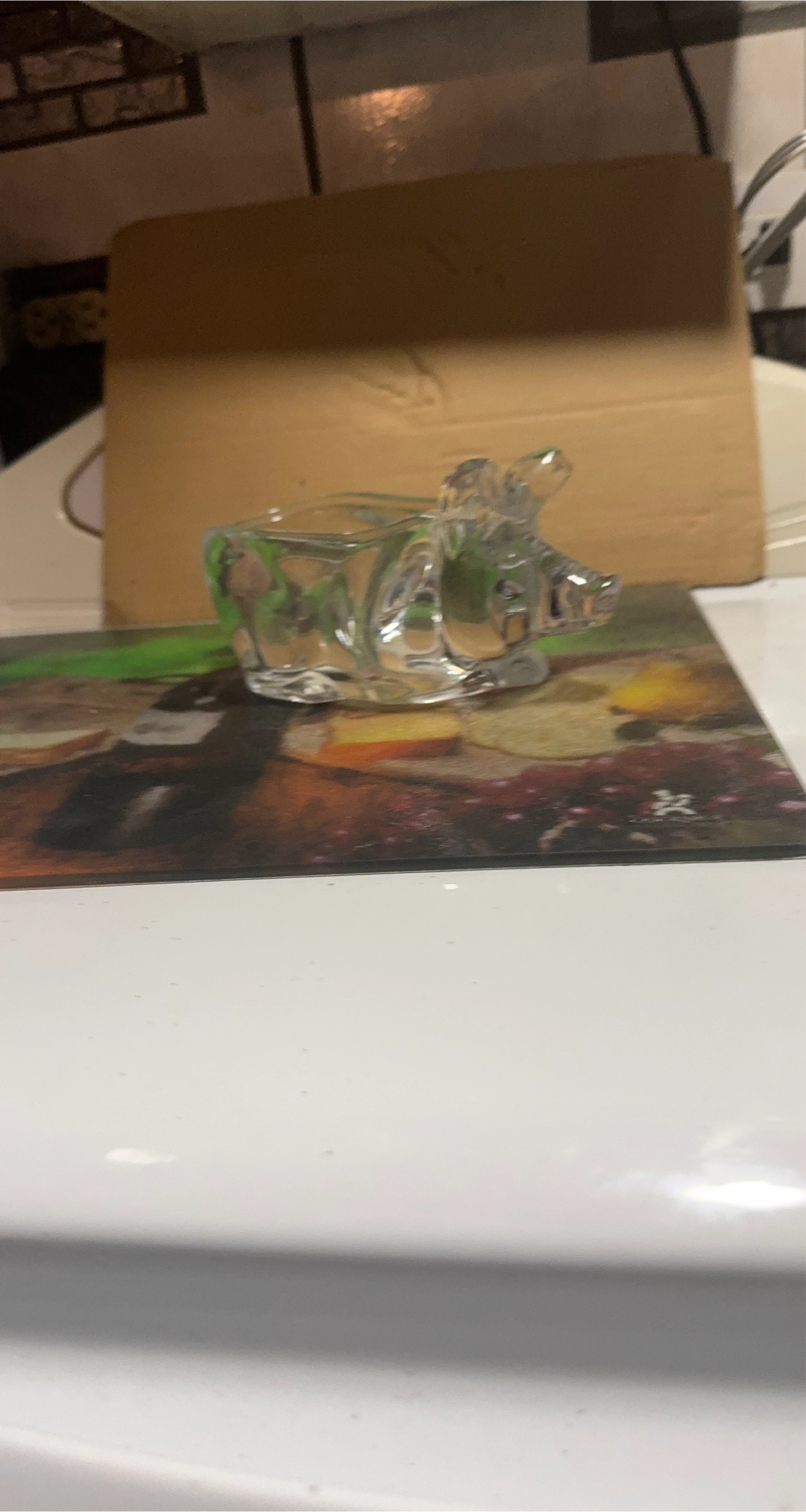 Clear Glass Pig Trinket Dish