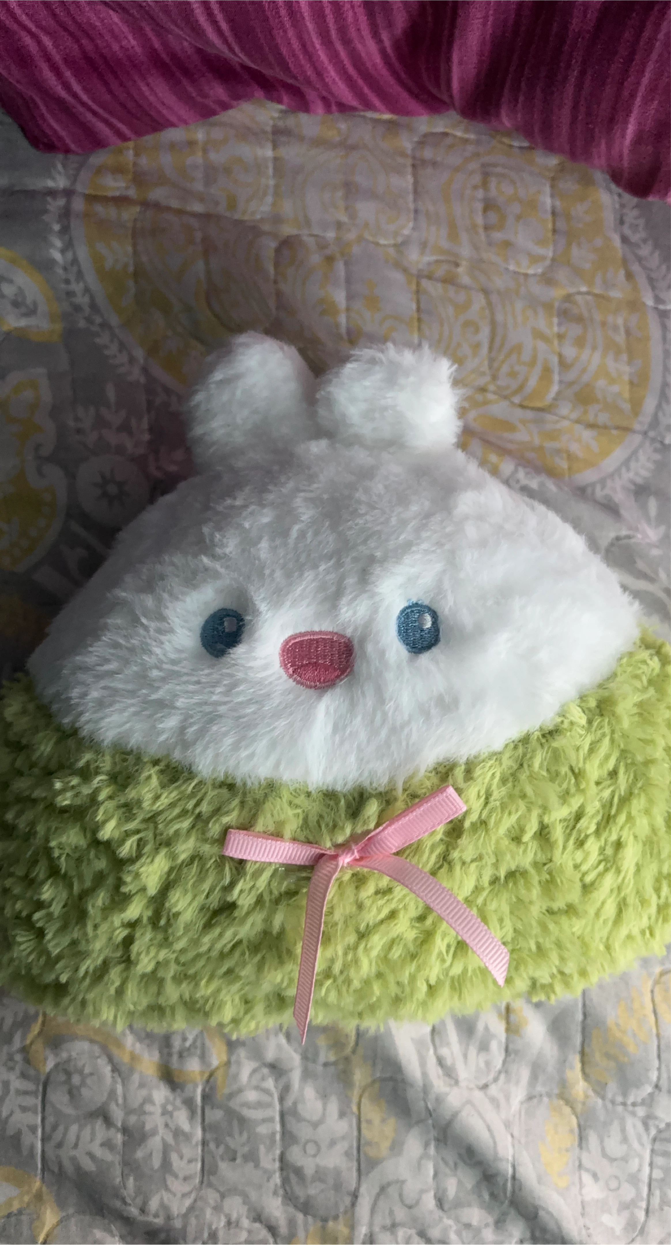 Cute Bunny pillow Plushie - Green & White