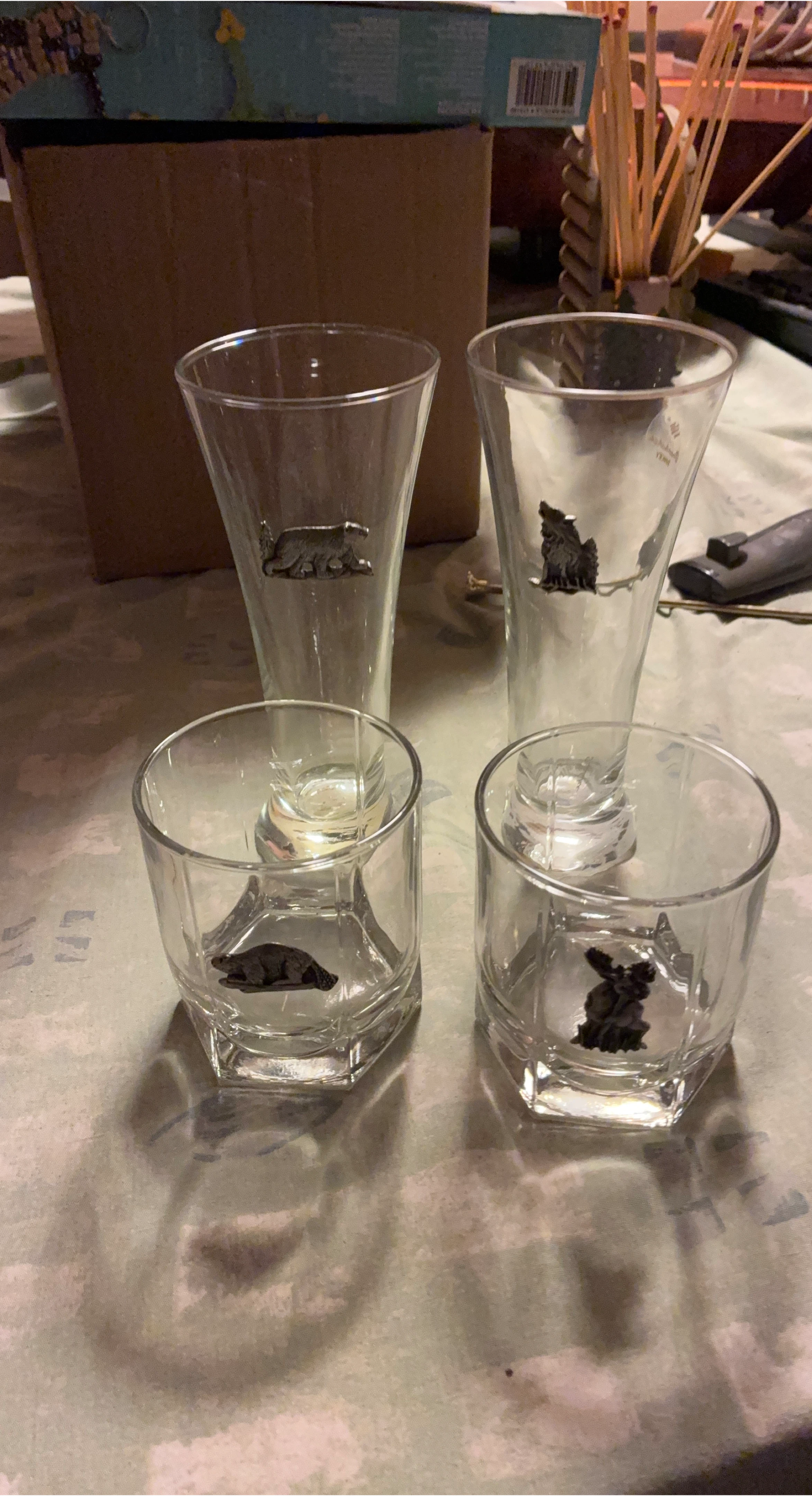 Set of 4 Canadian Pewter Animal Glasses