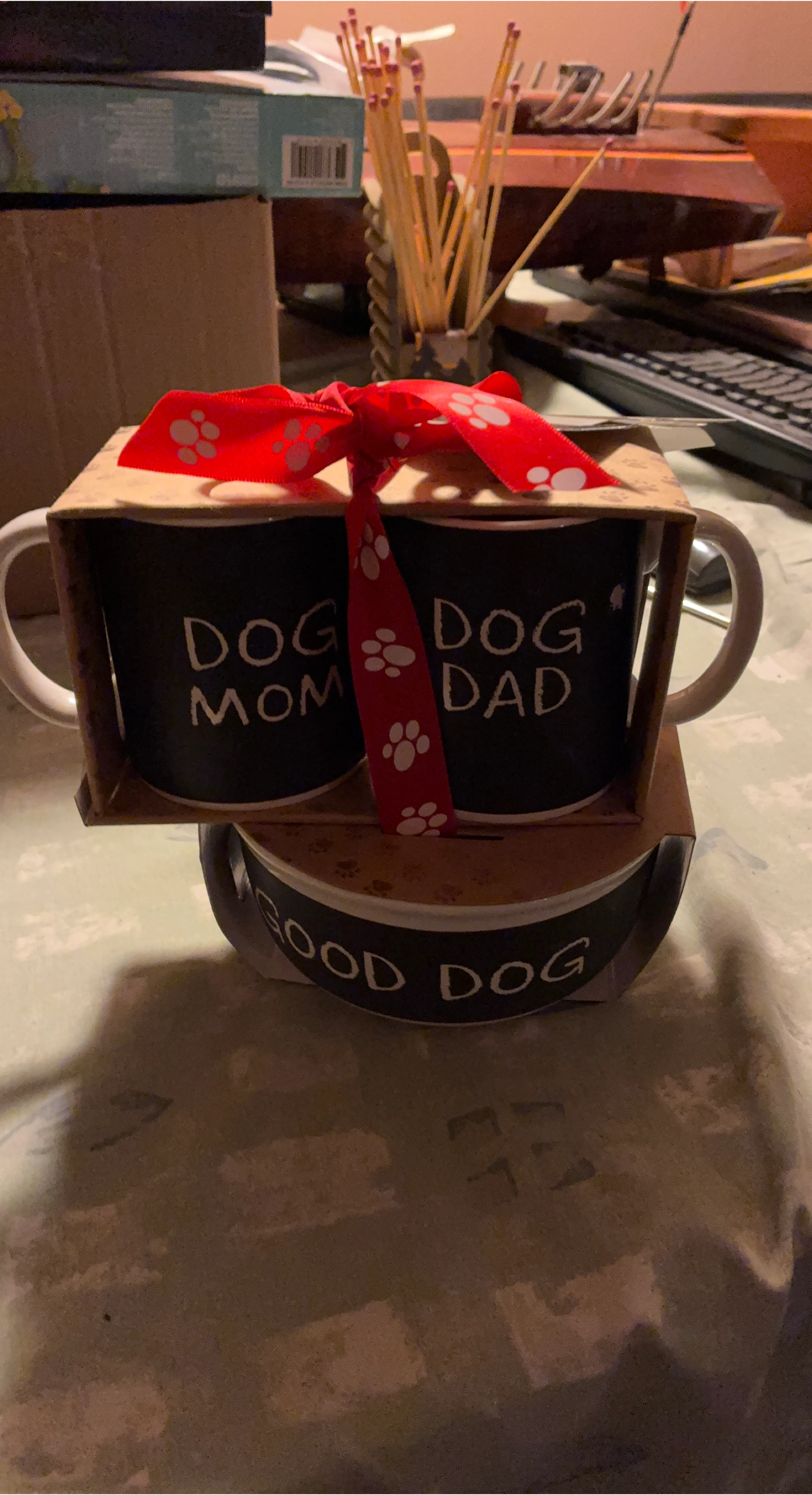 Dog Mom & Dad Mugs + Good Dog Bowl Set