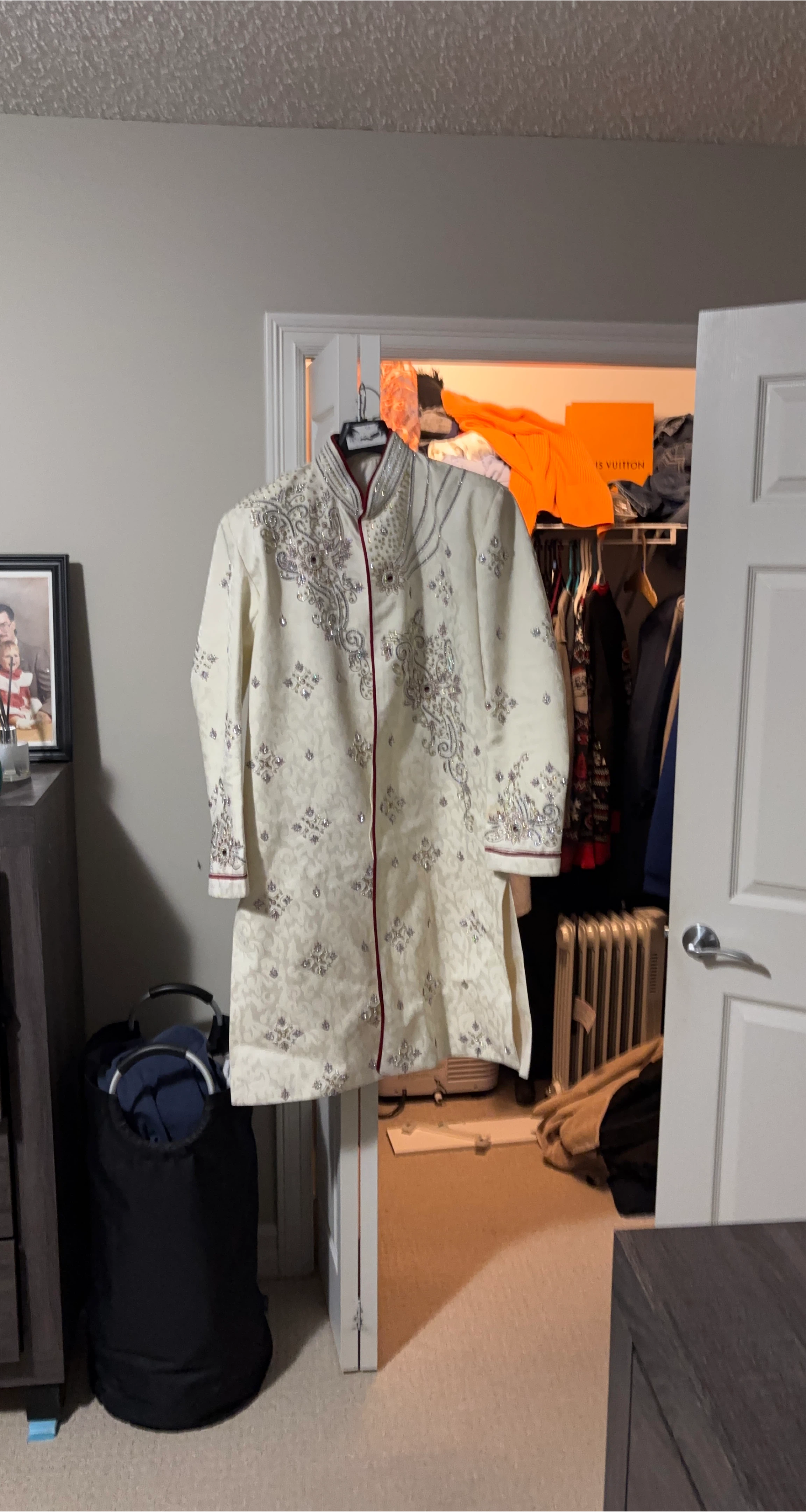 Men's Embroidered Sherwani - Cream