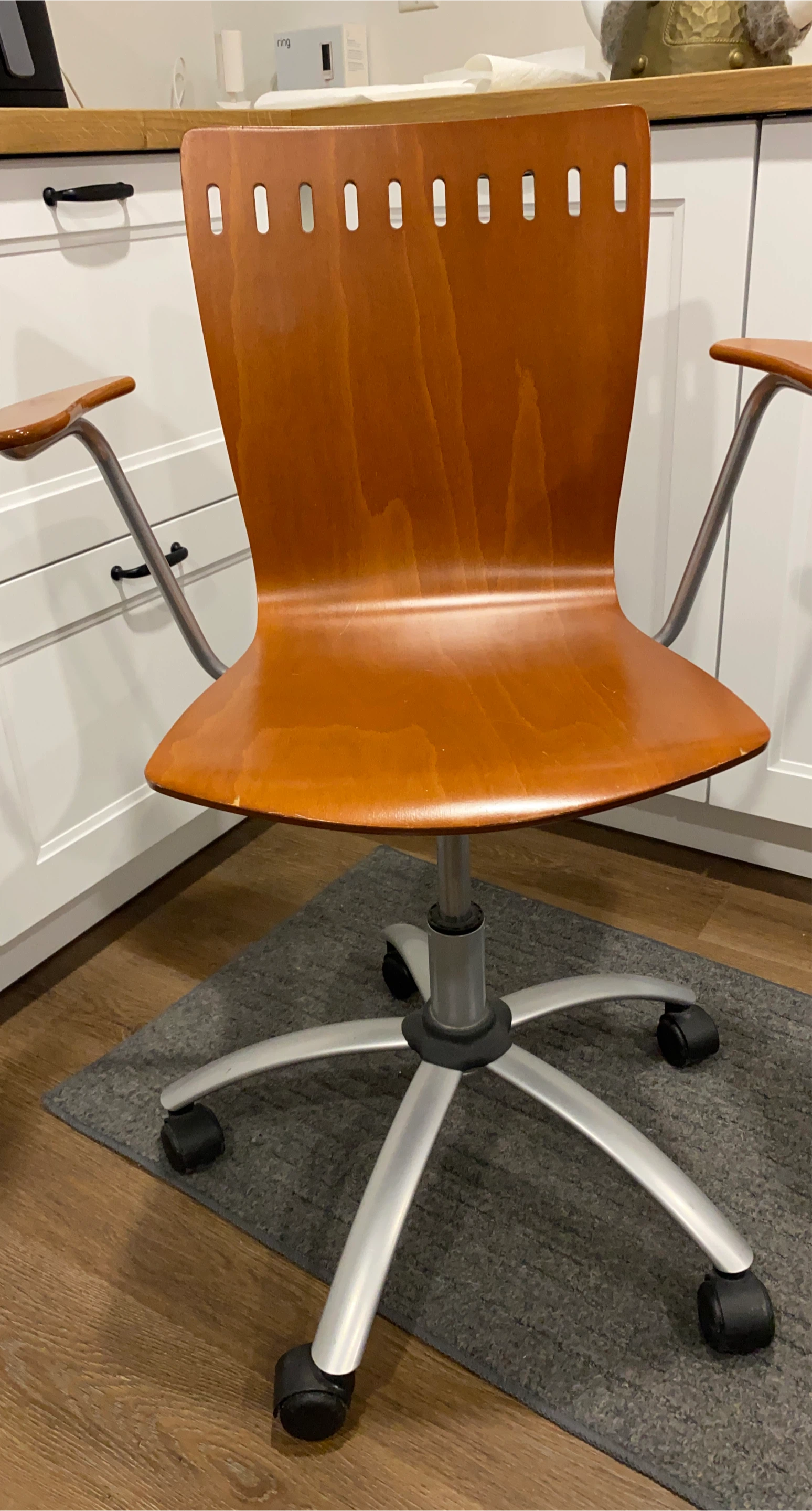 Wooden Office Chair with Armrests
