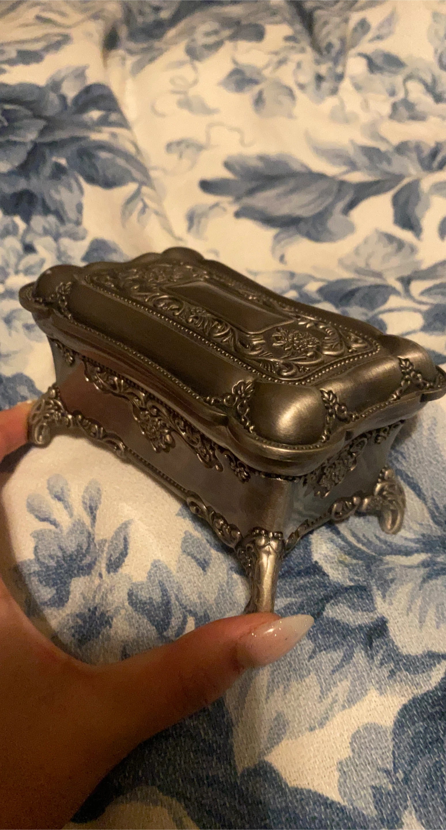 Vintage Style Silver Trinket Box