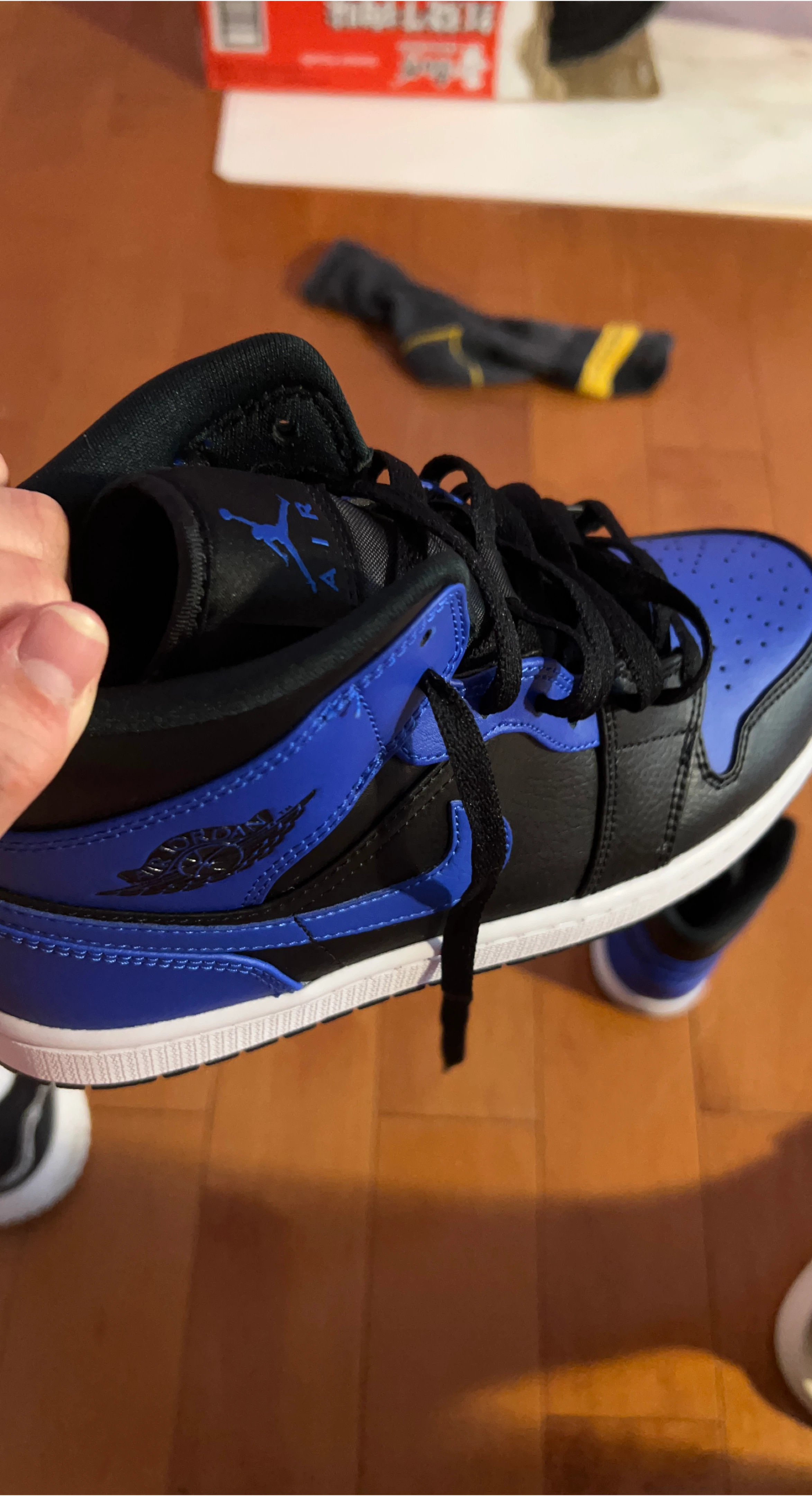 Air Jordan 1 Mid Black Royal Blue Sneakers