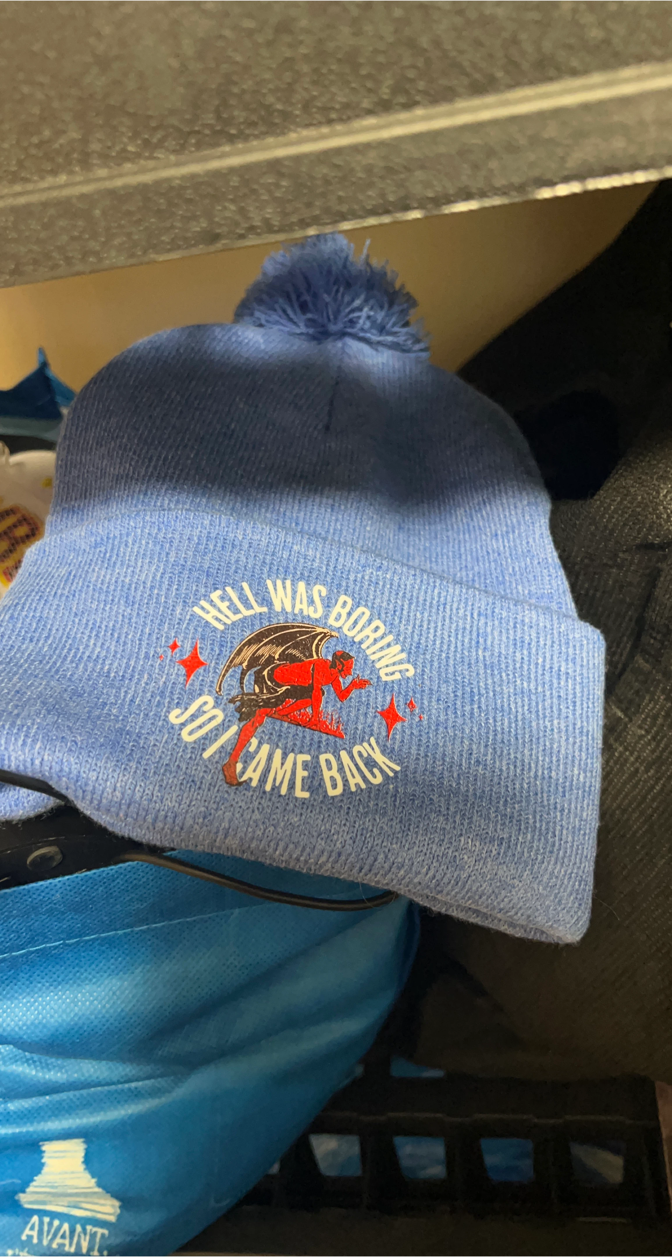 Blue Knit Beanie - Hell Was Boring