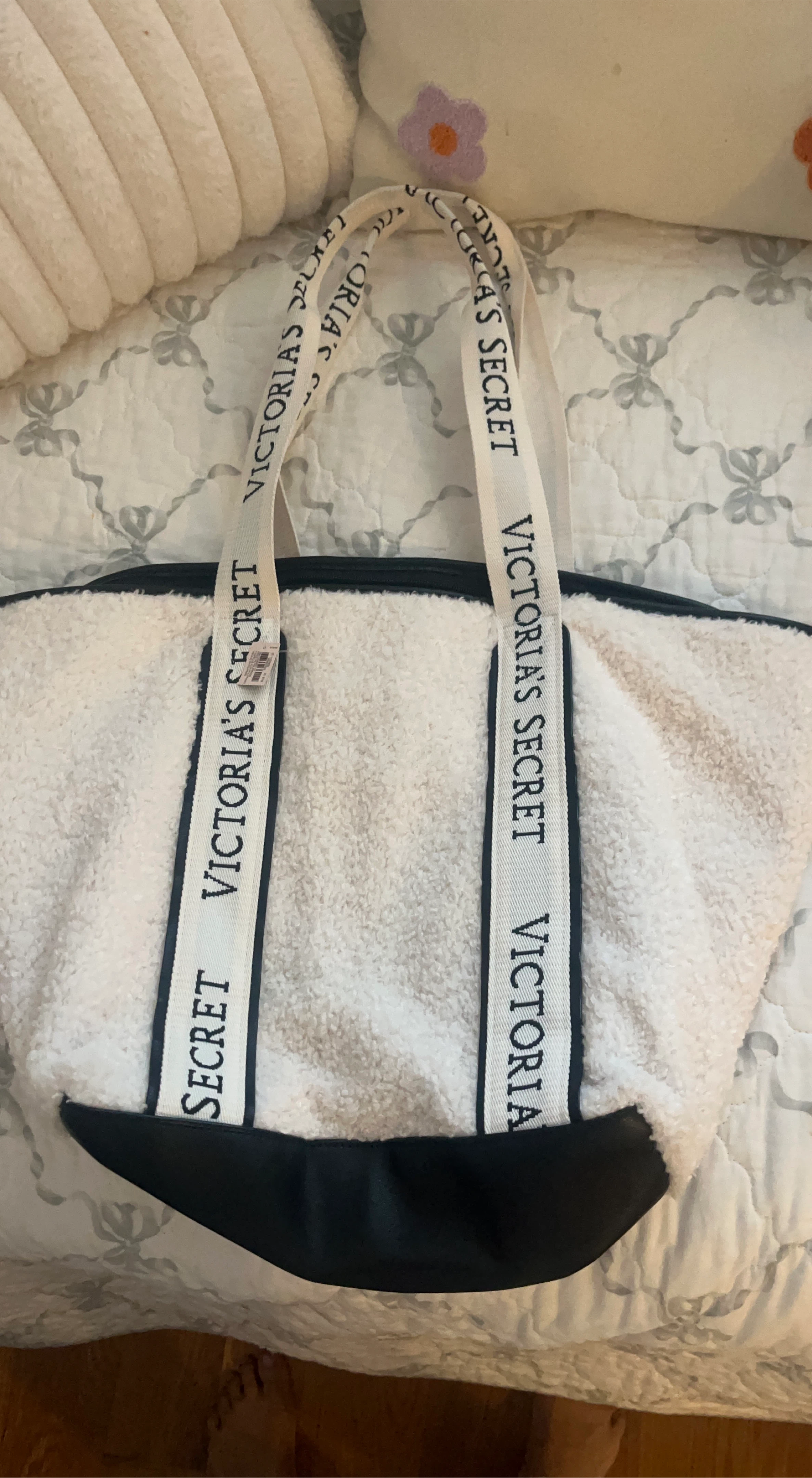 Victoria's Secret White Sherpa Tote Bag