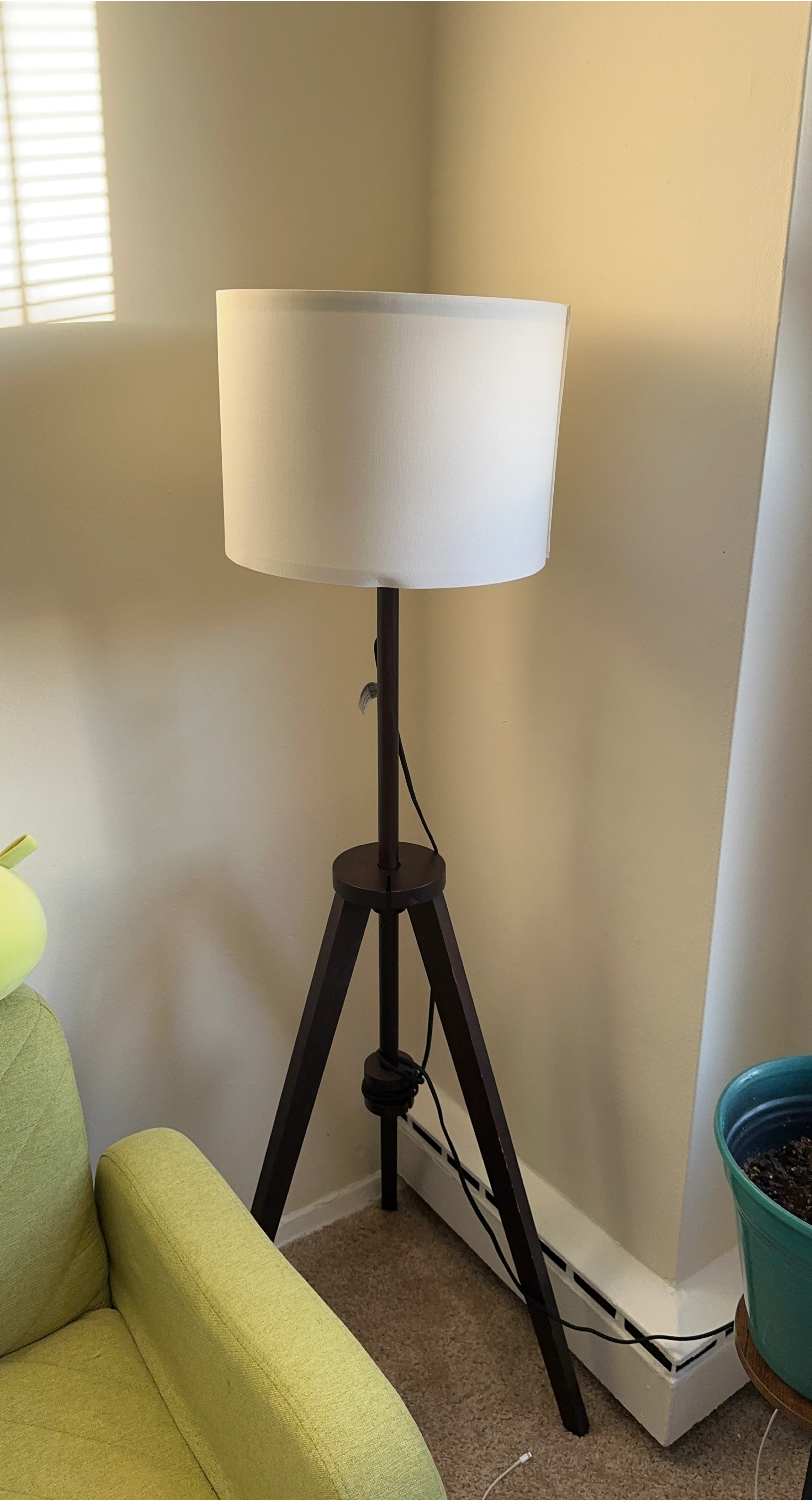 Tripod Floor Lamp with White Shade