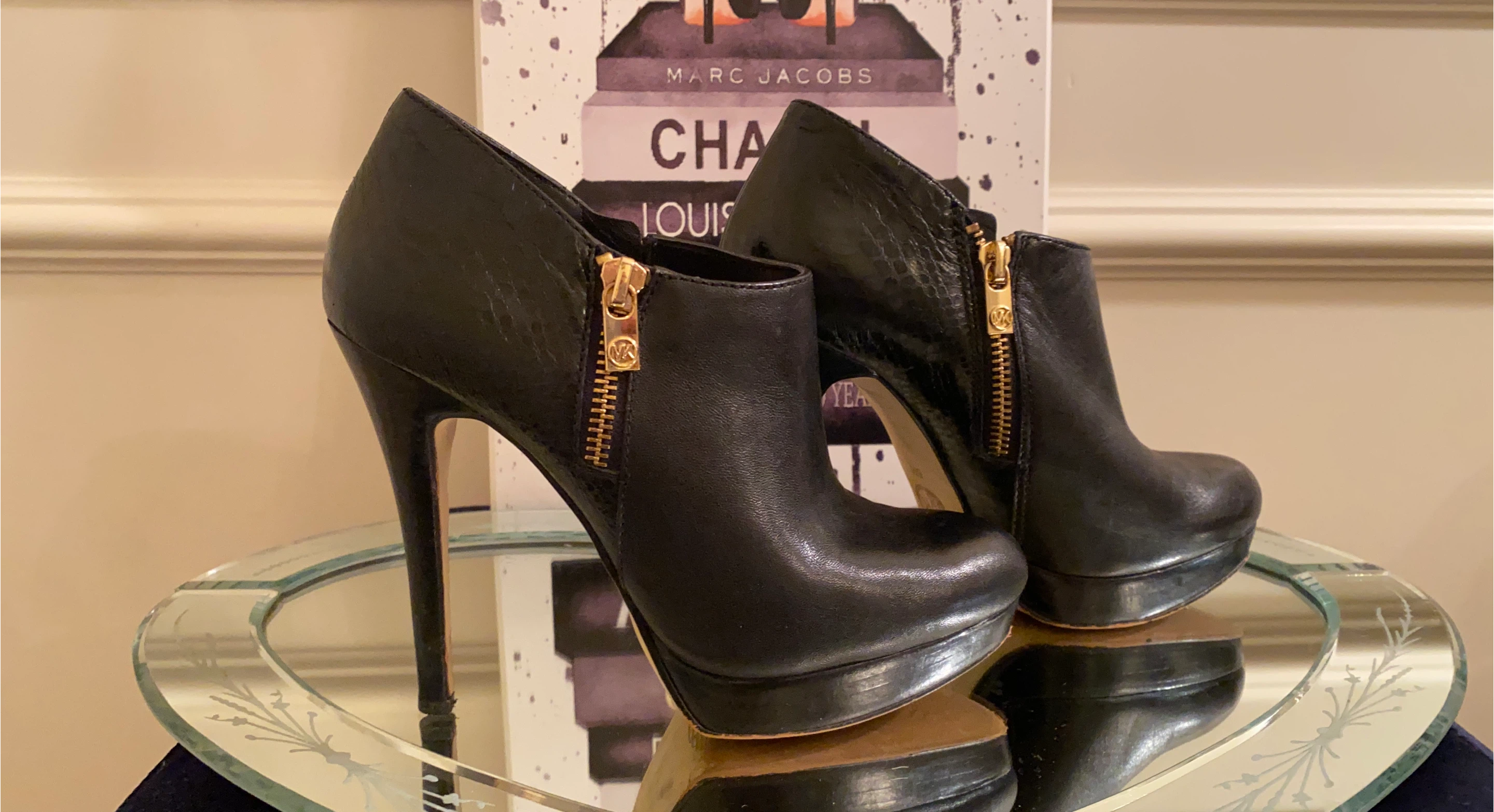 Michael Kors Black Leather Heels - Size 6M