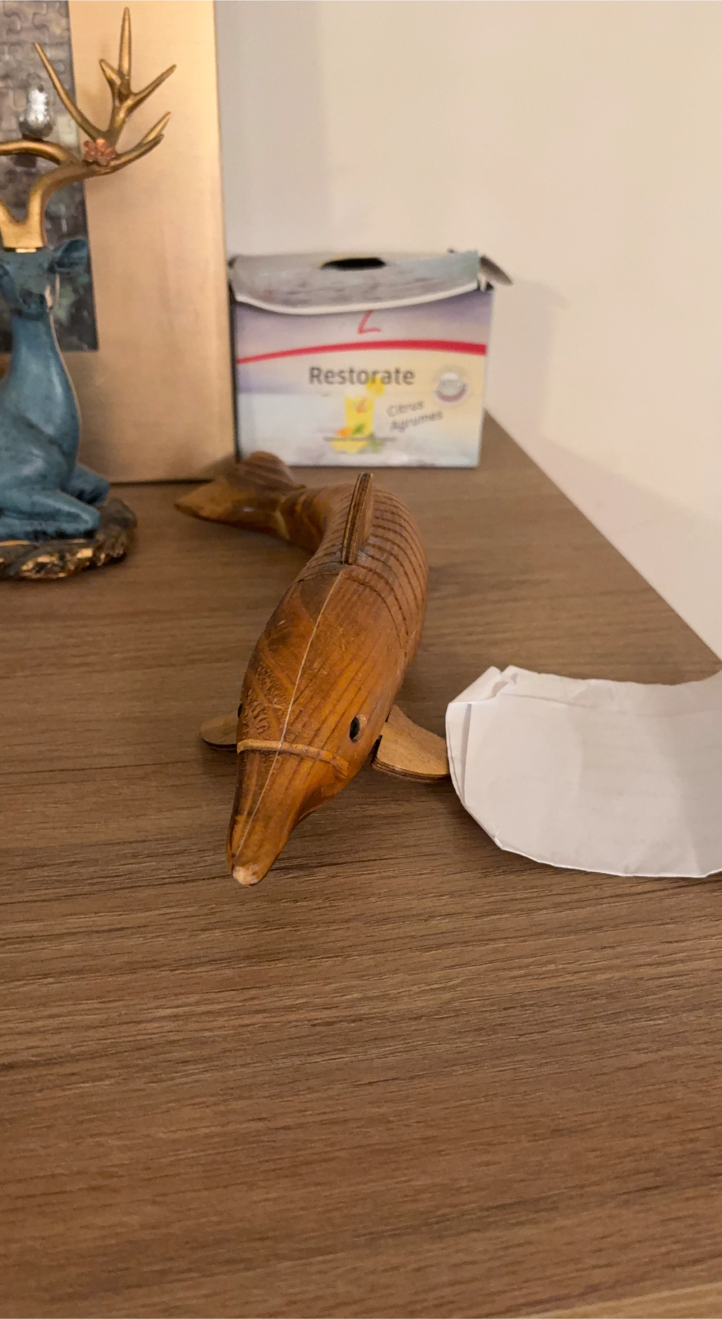 Wooden Dolphin Figurine