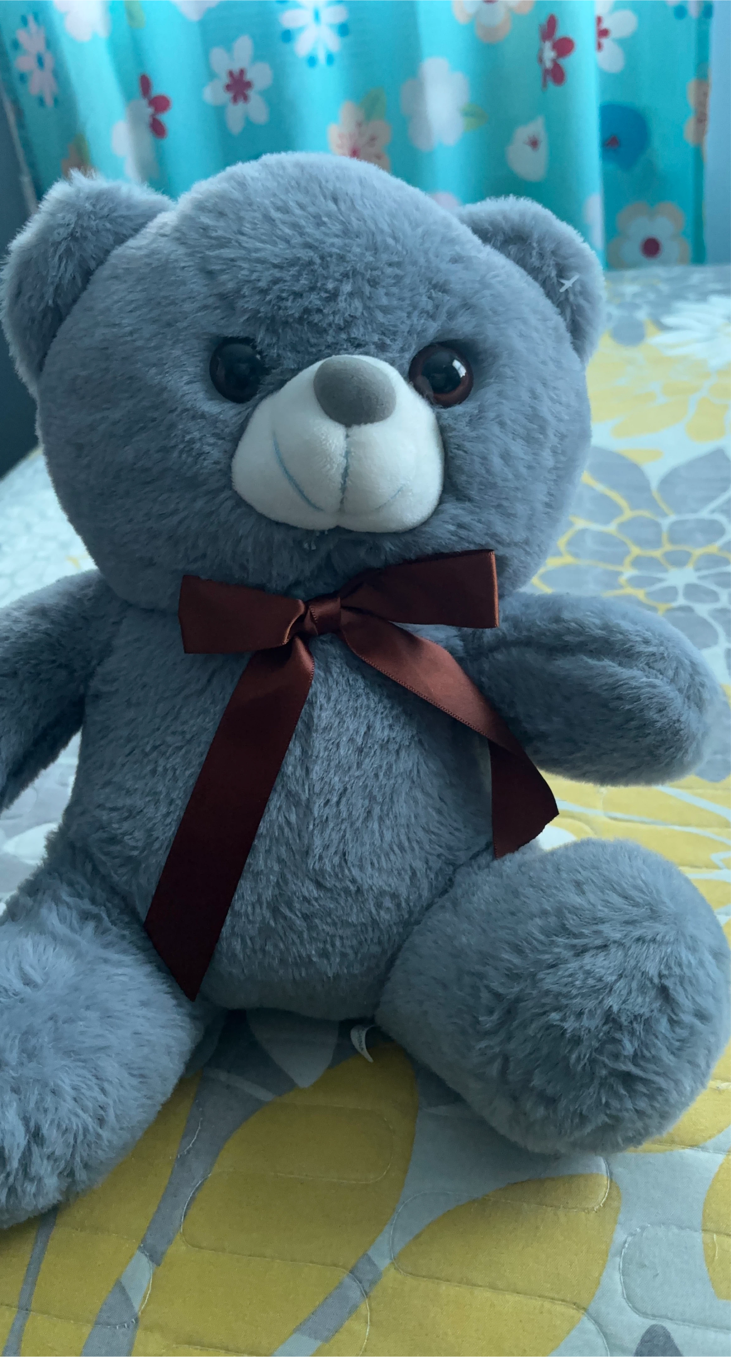 Blue Teddy Bear with Ribbon