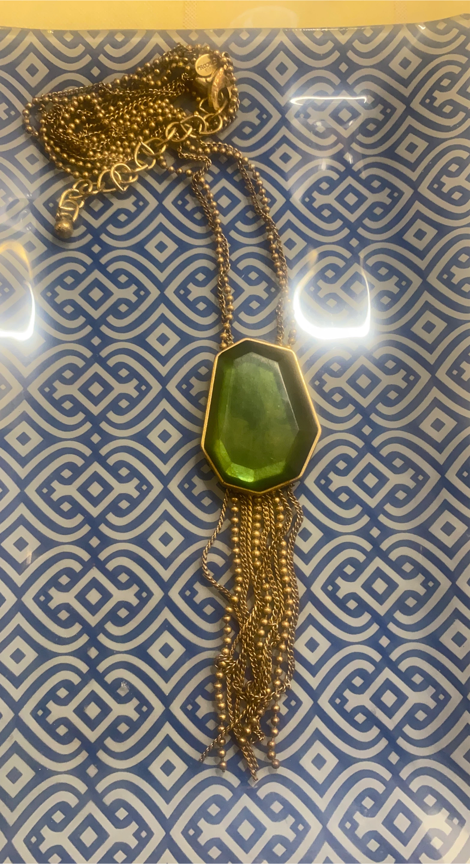 Rococo Green Stone Pendant Necklace