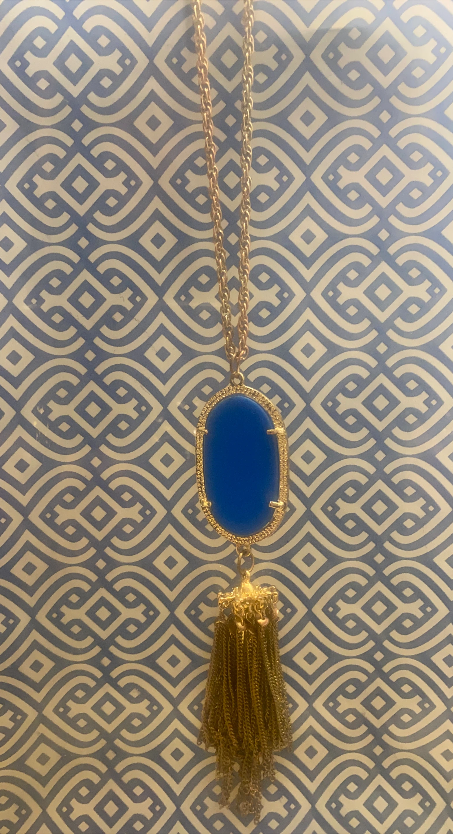 Kendra Scott Gold & Blue Pendant Necklace