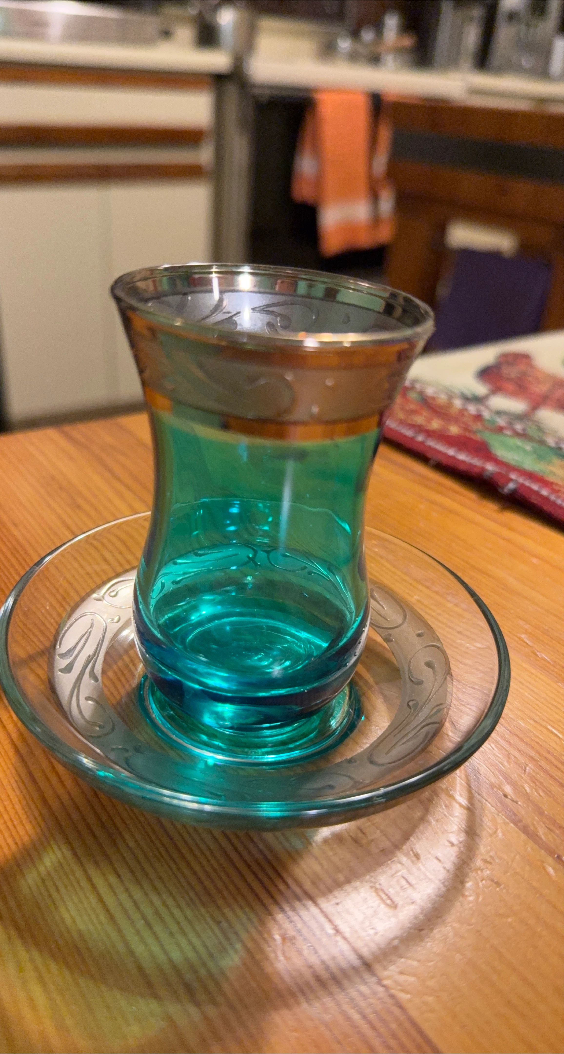 Teal Turkish Tea Glass Set of 6