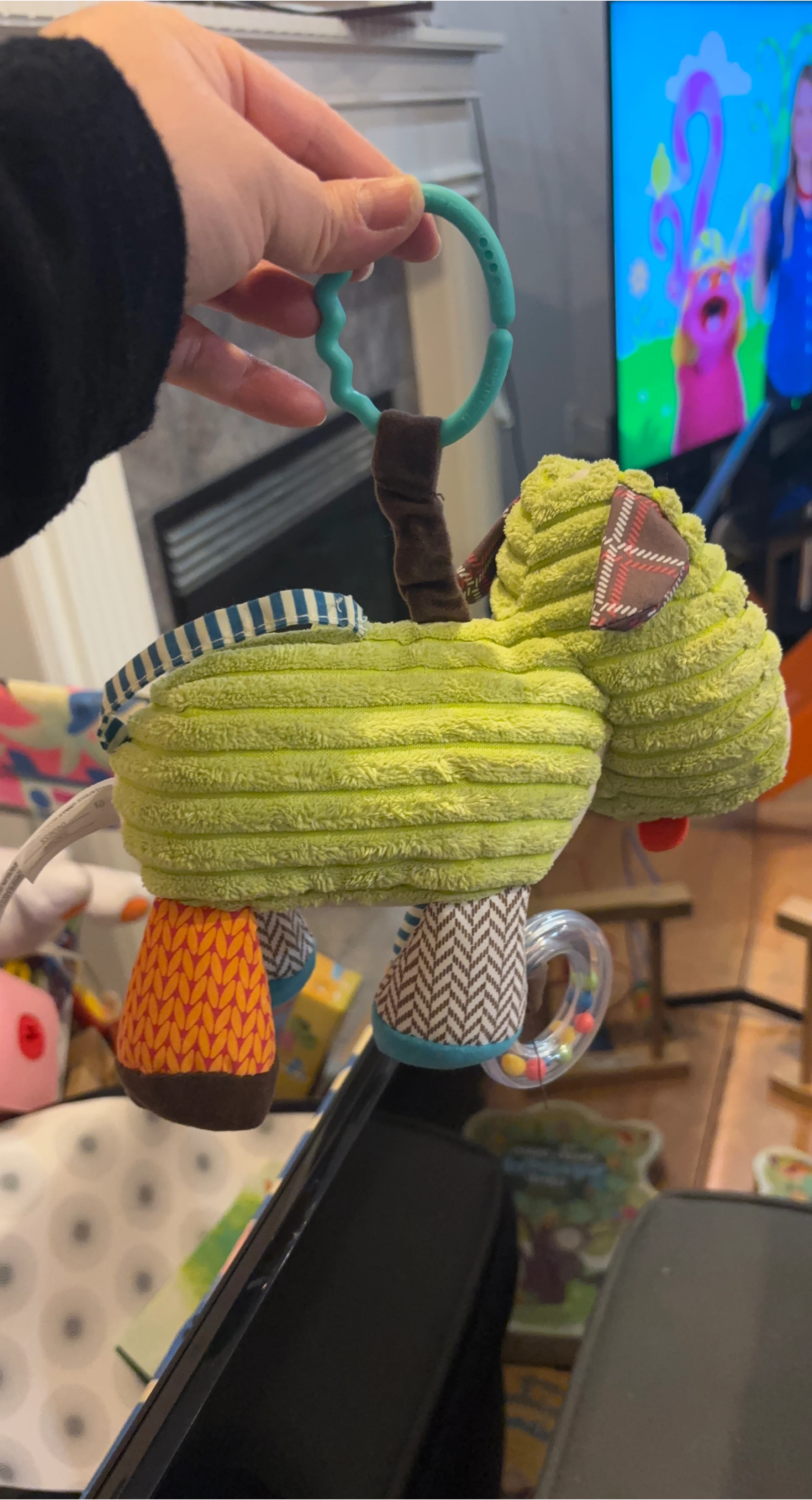 Baby Toy - Green Plush Dog with Teether