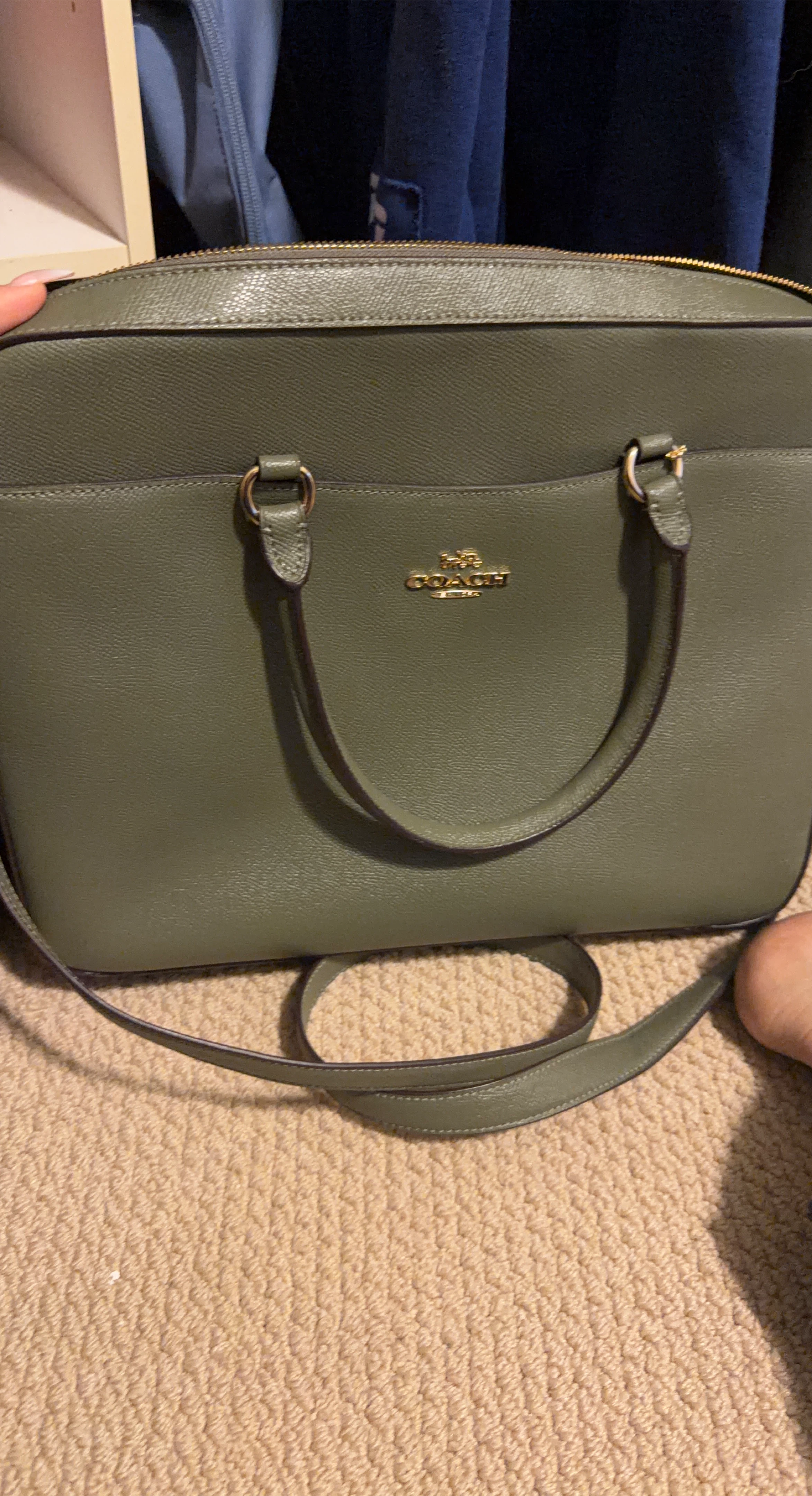 Coach Olive Green Leather Handbag