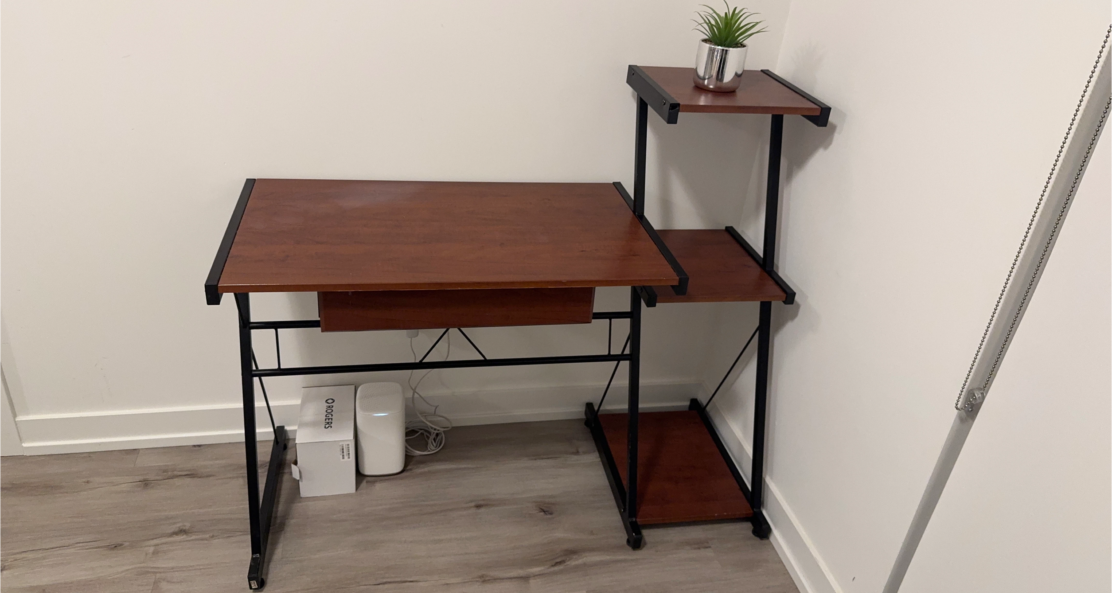 Brown Computer Desk with Shelves