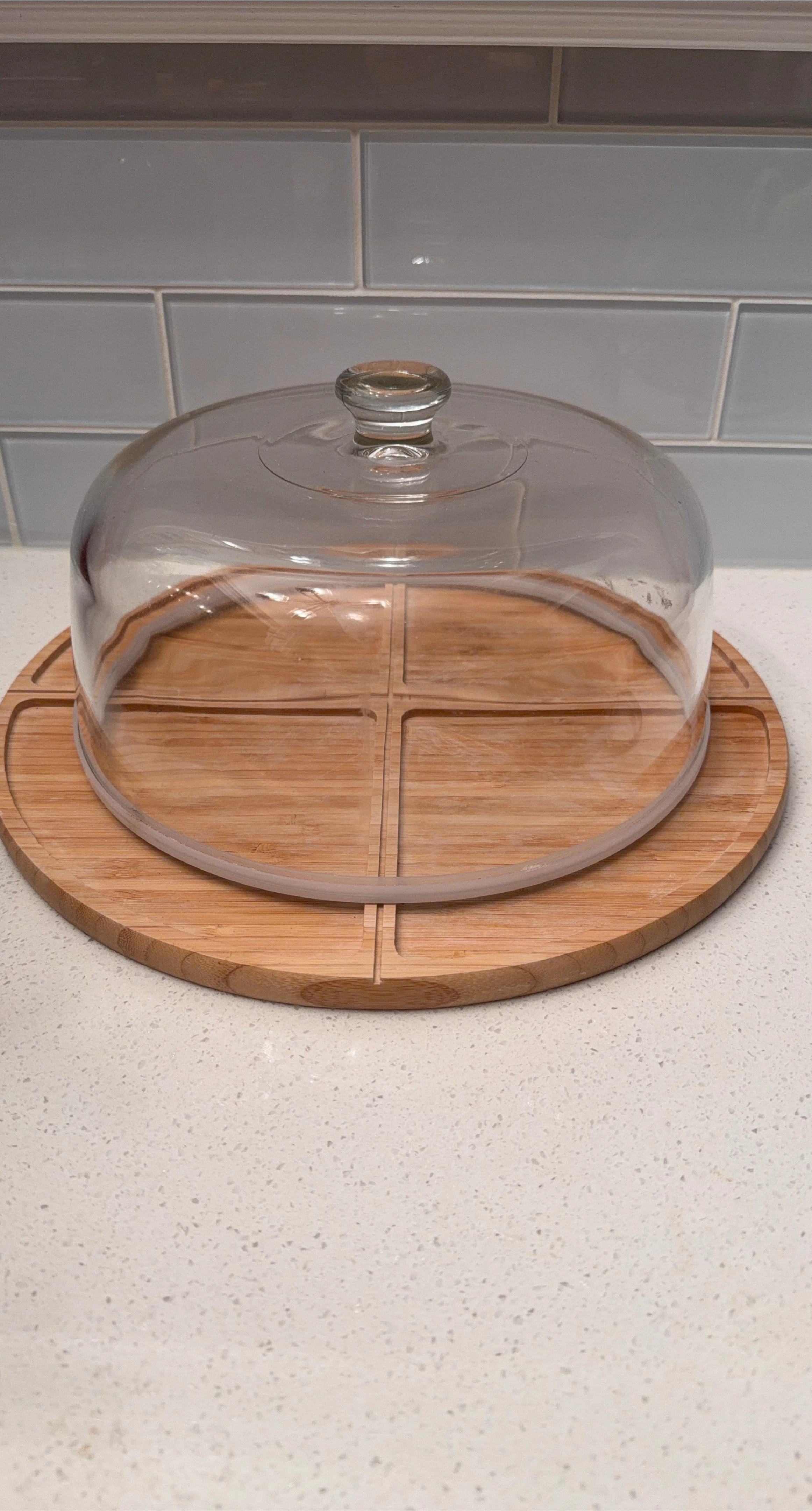 Wooden Cheese Board with Glass Dome