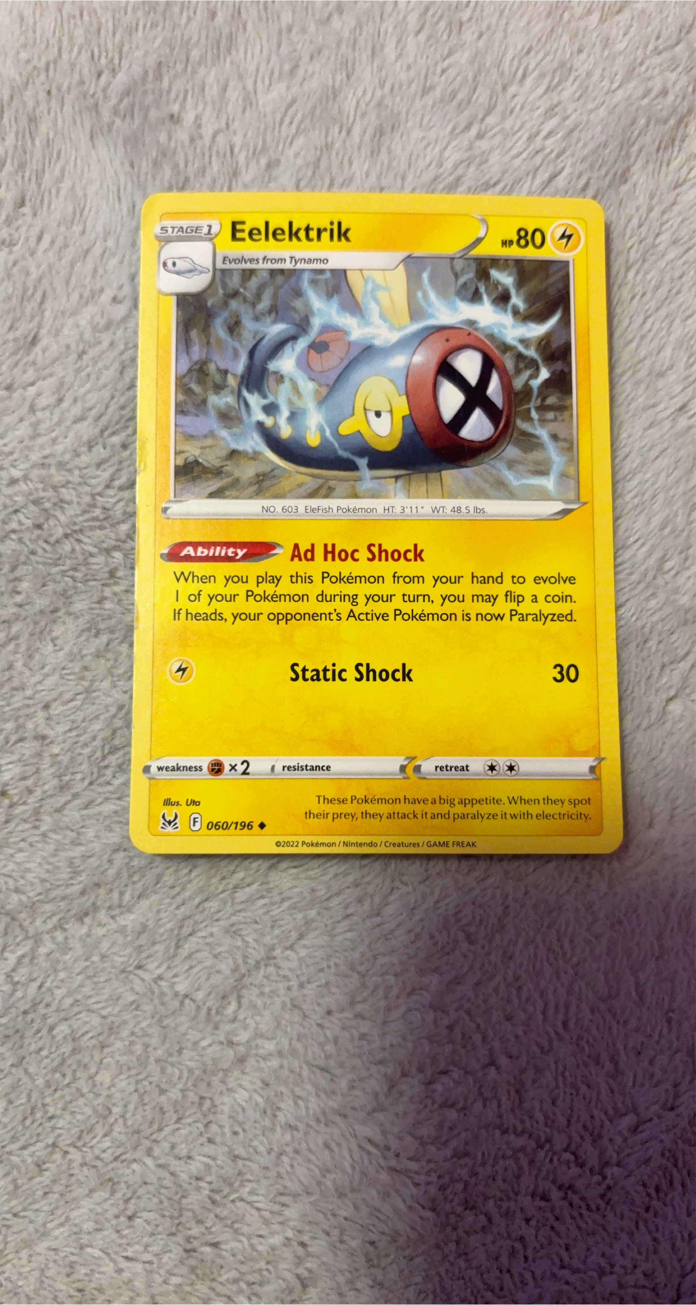 Eelektrik Pokemon Card