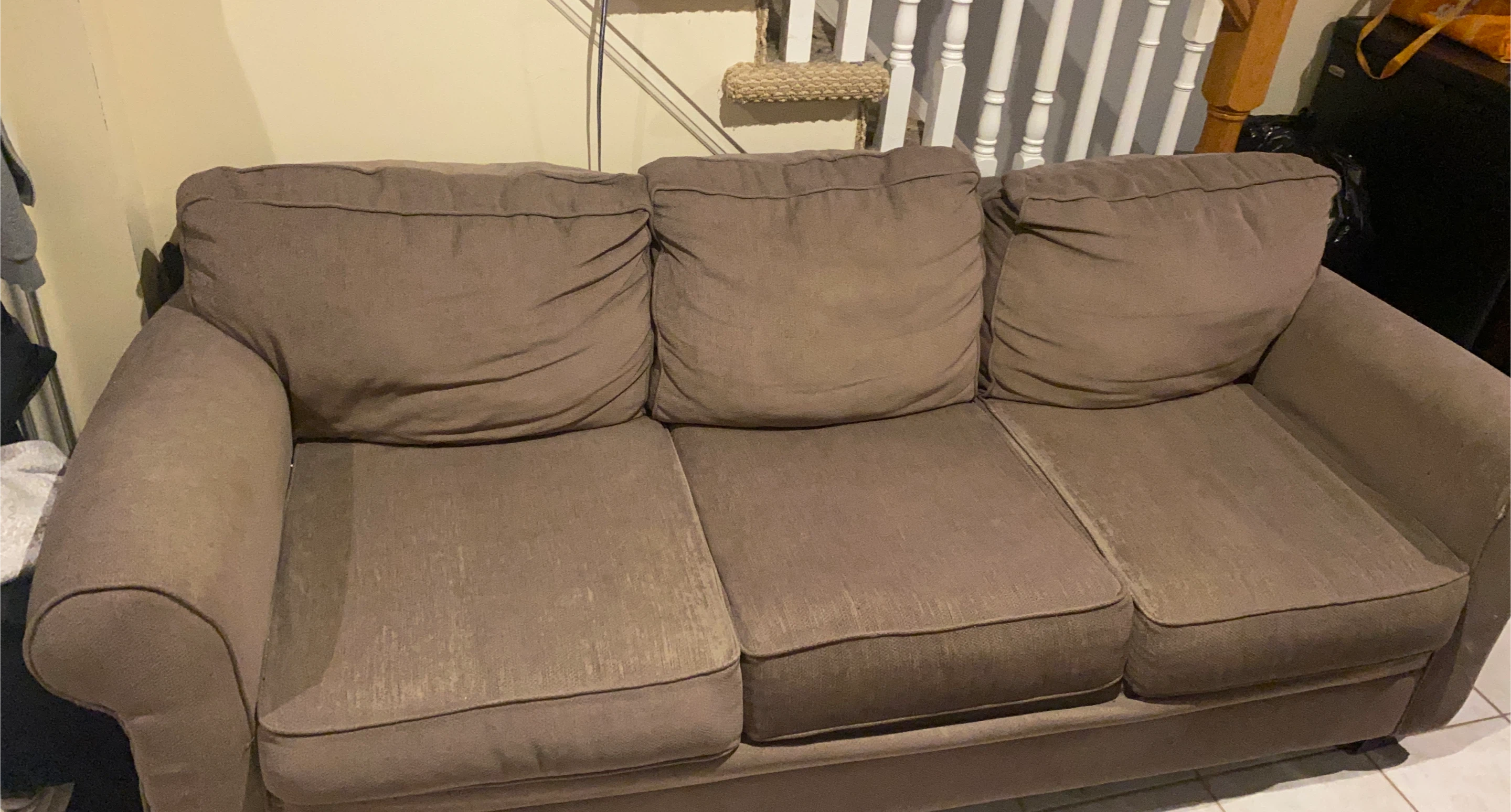 Brown Three-Seat Sofa