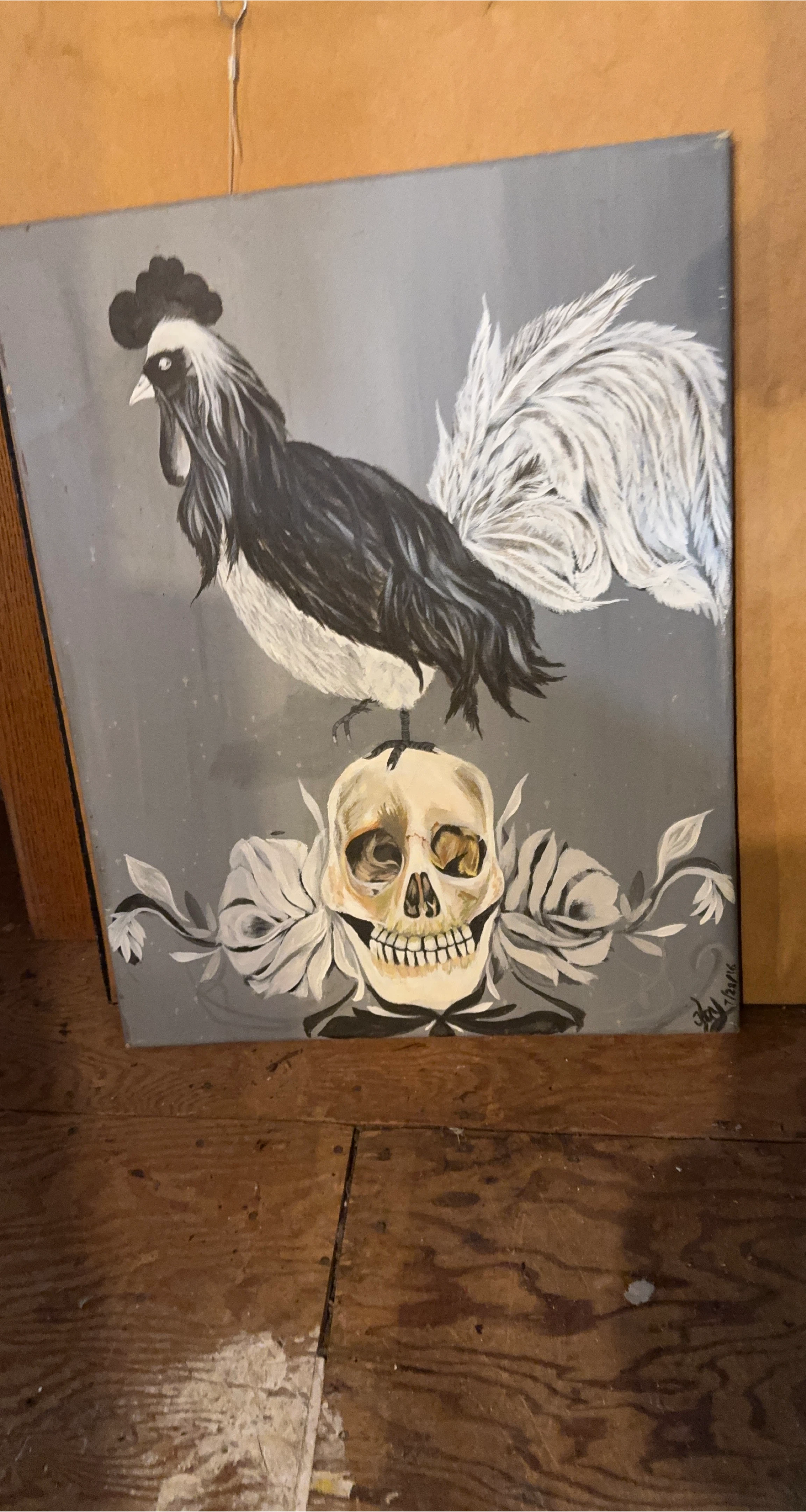Rooster & Skull Painting
