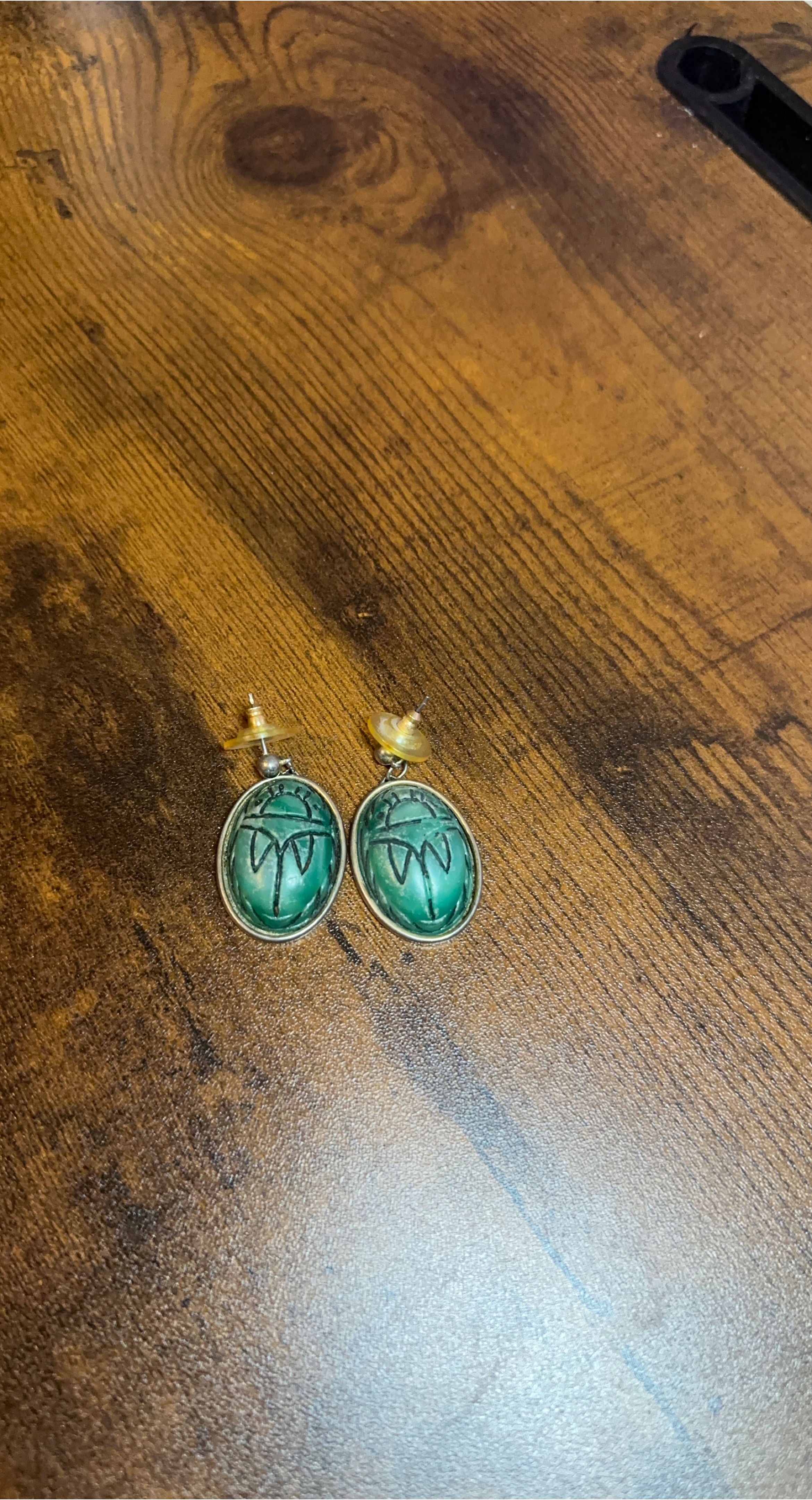 Green Scarab Earrings