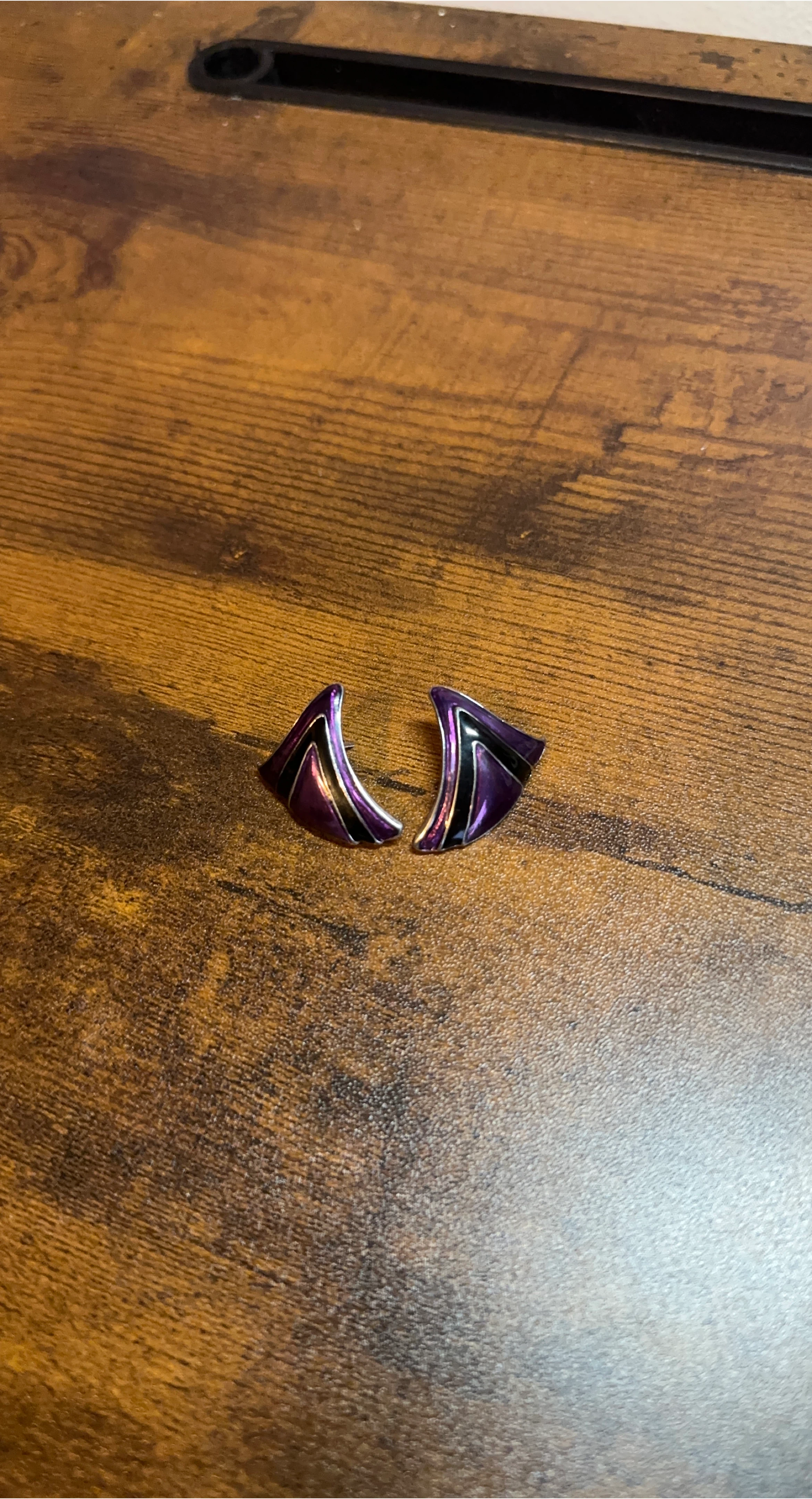 Purple & Black Geometric Earrings