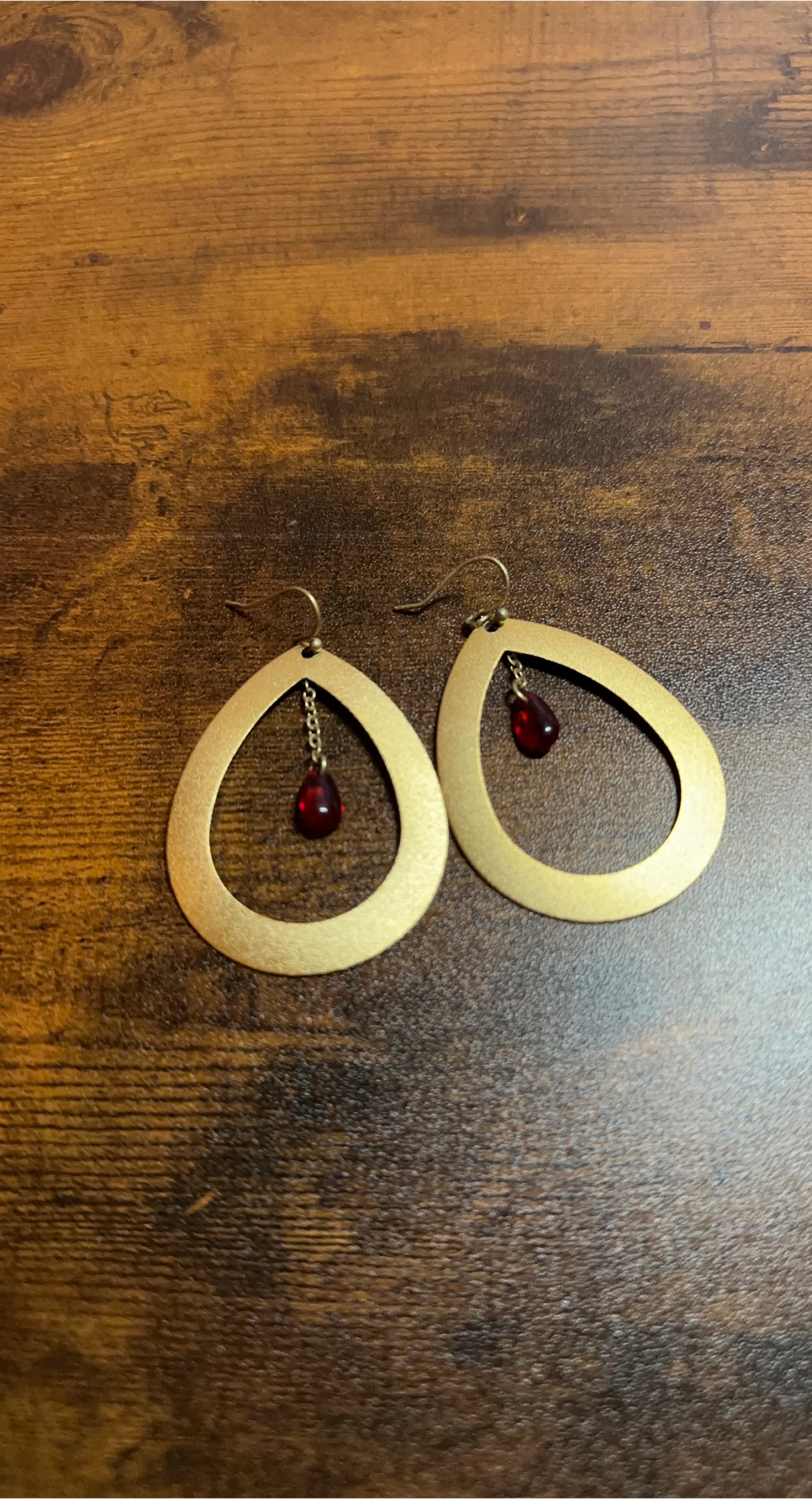 Teardrop Earrings with Red Accent