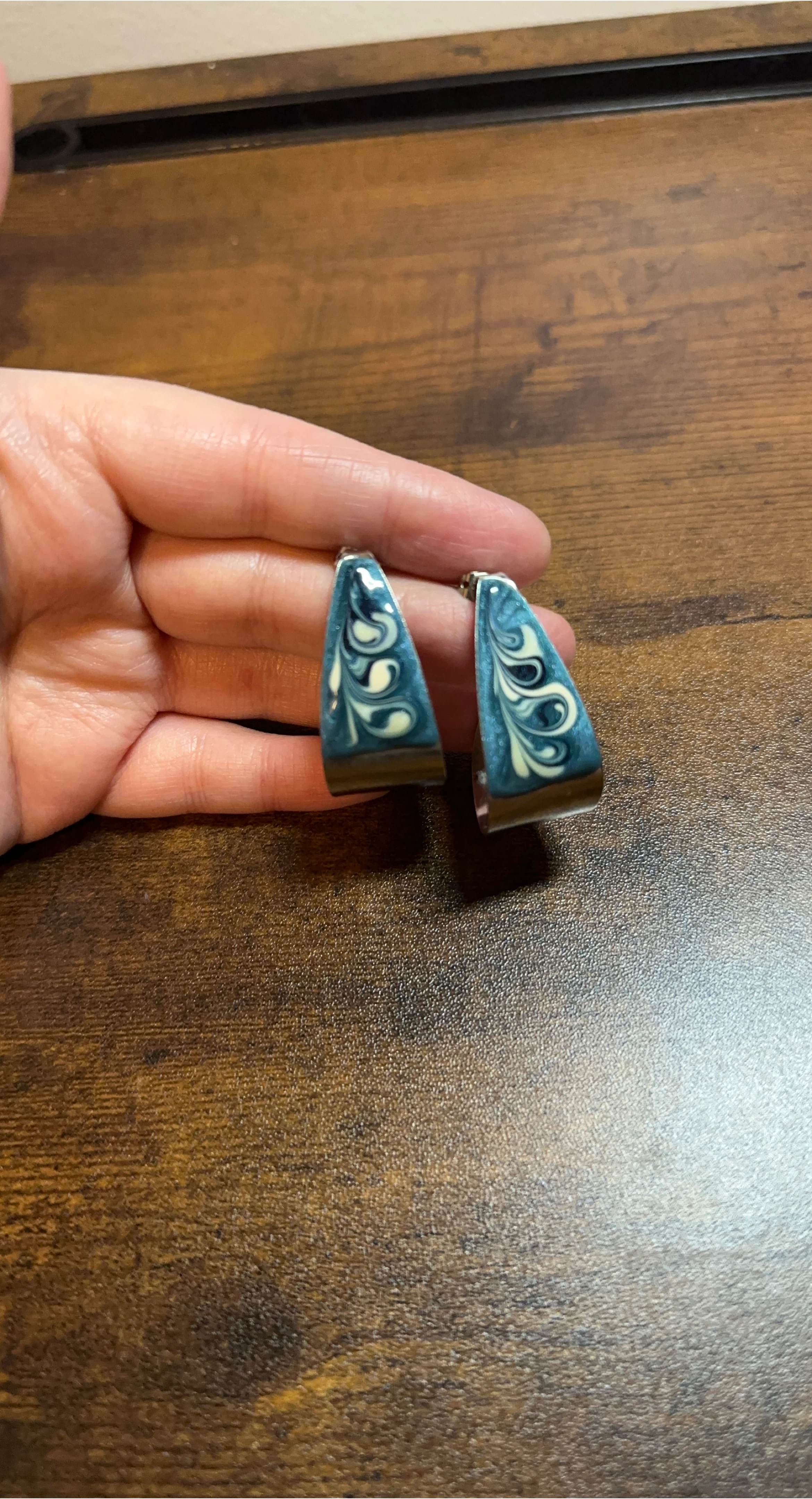 Blue & White Patterned Earrings