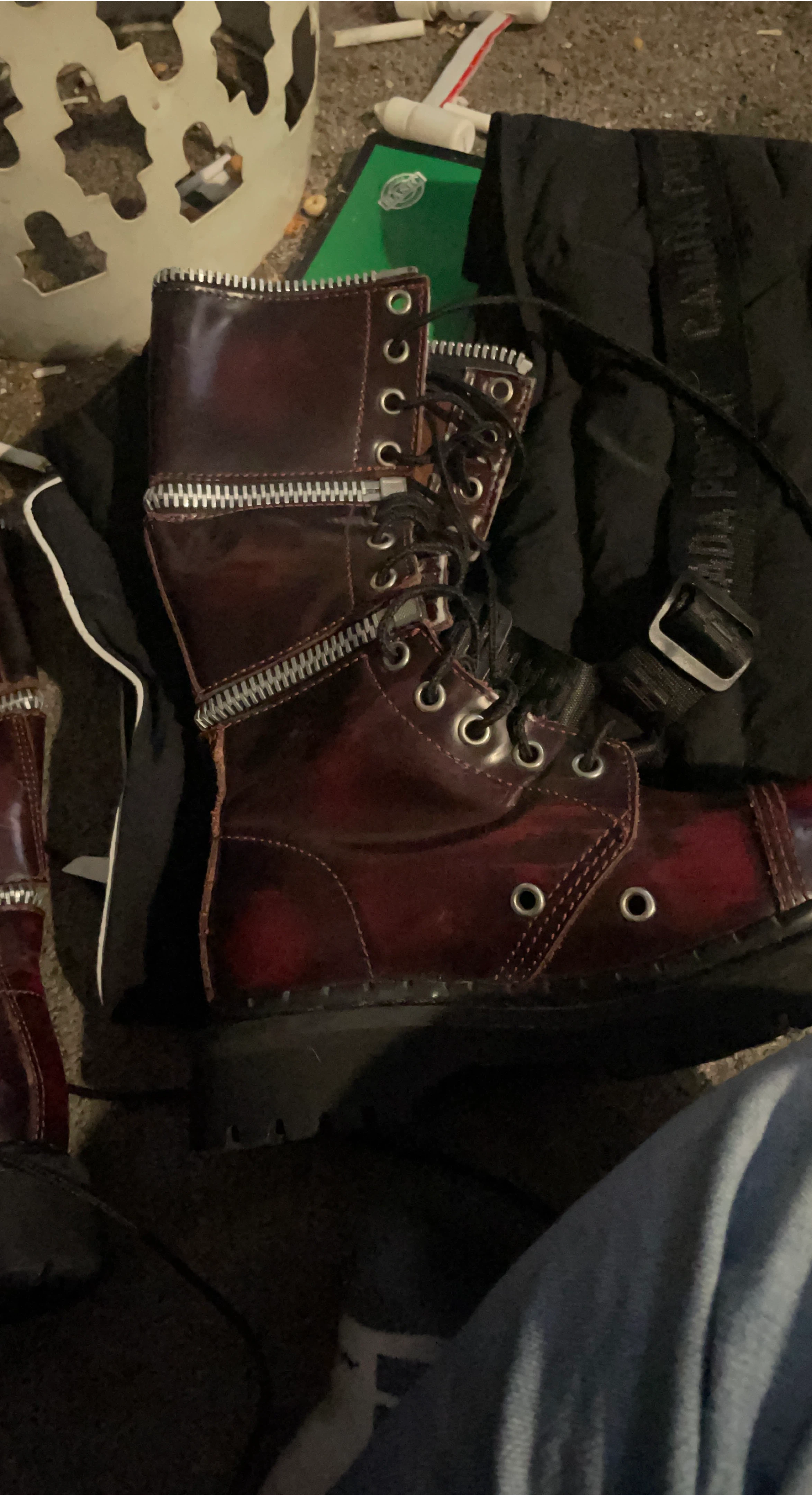 Burgundy Zipper Boots