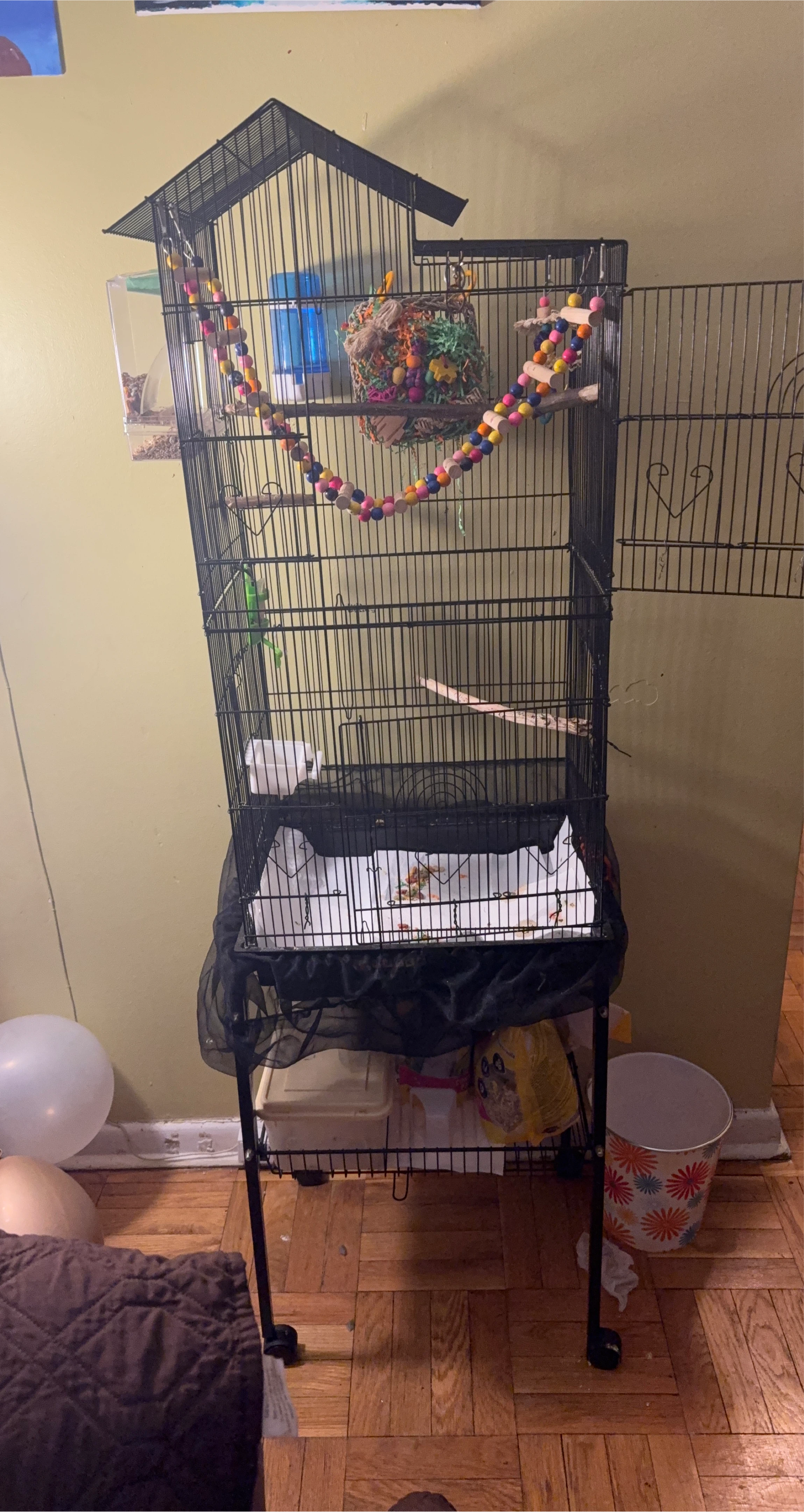 Black Bird Cage with Stand 39" Height