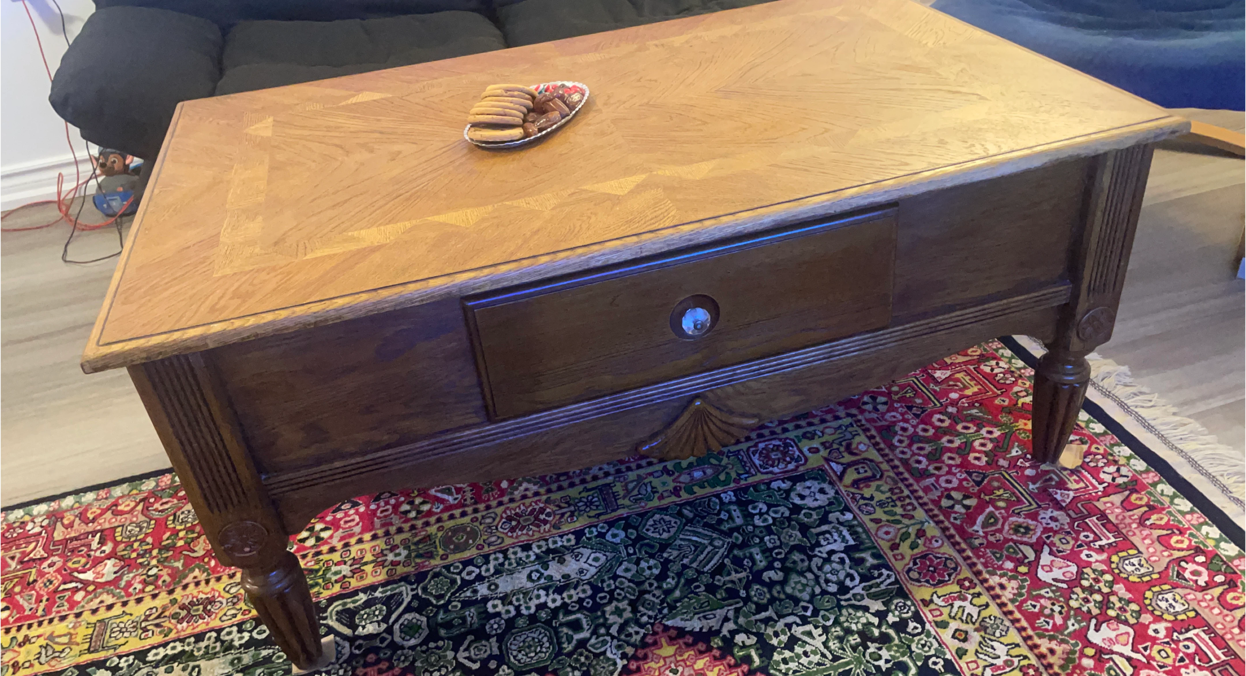 Solid Wood Coffee Table with Drawer