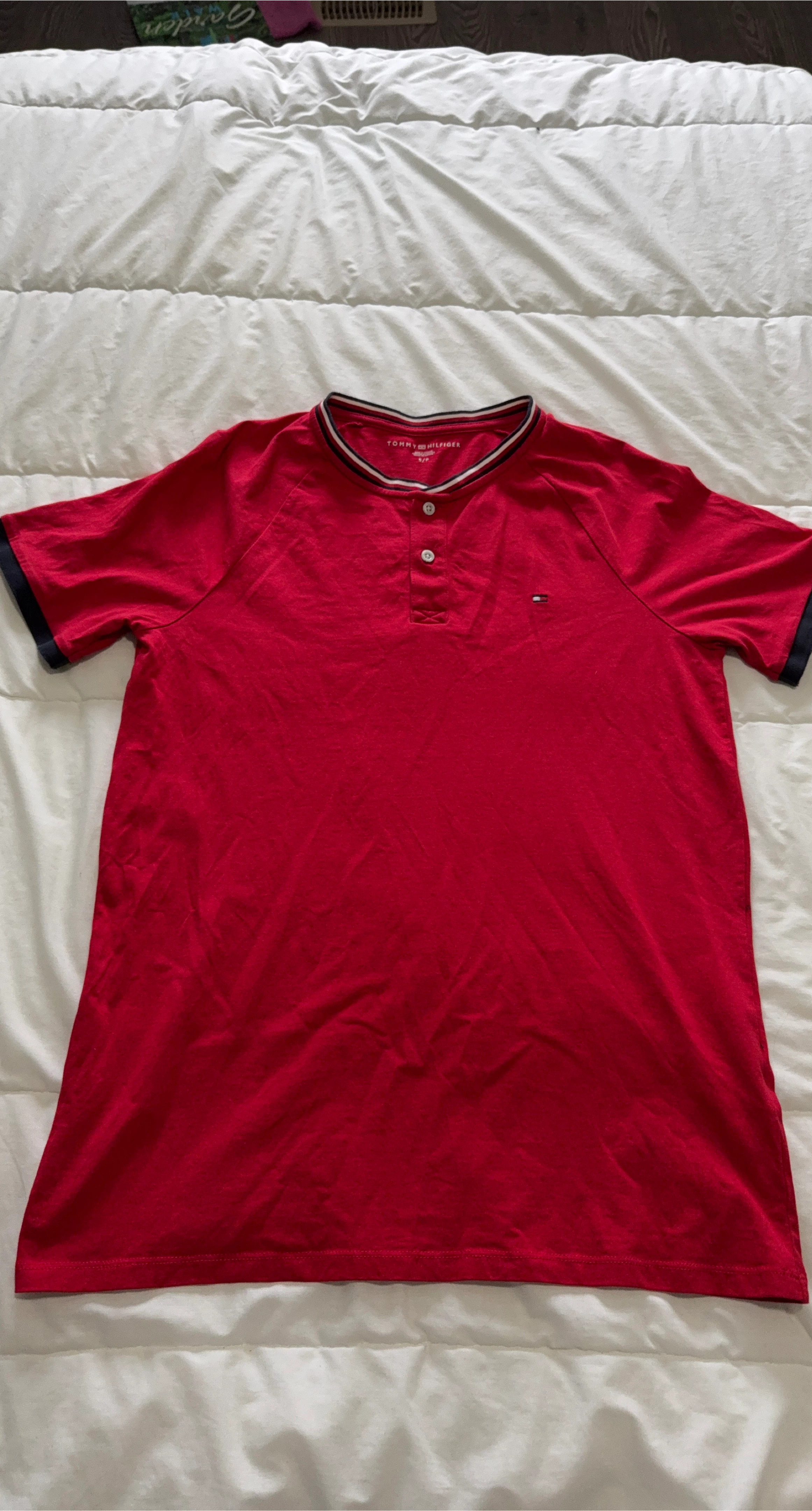 Tommy Hilfiger Red Henley Shirt - Size S