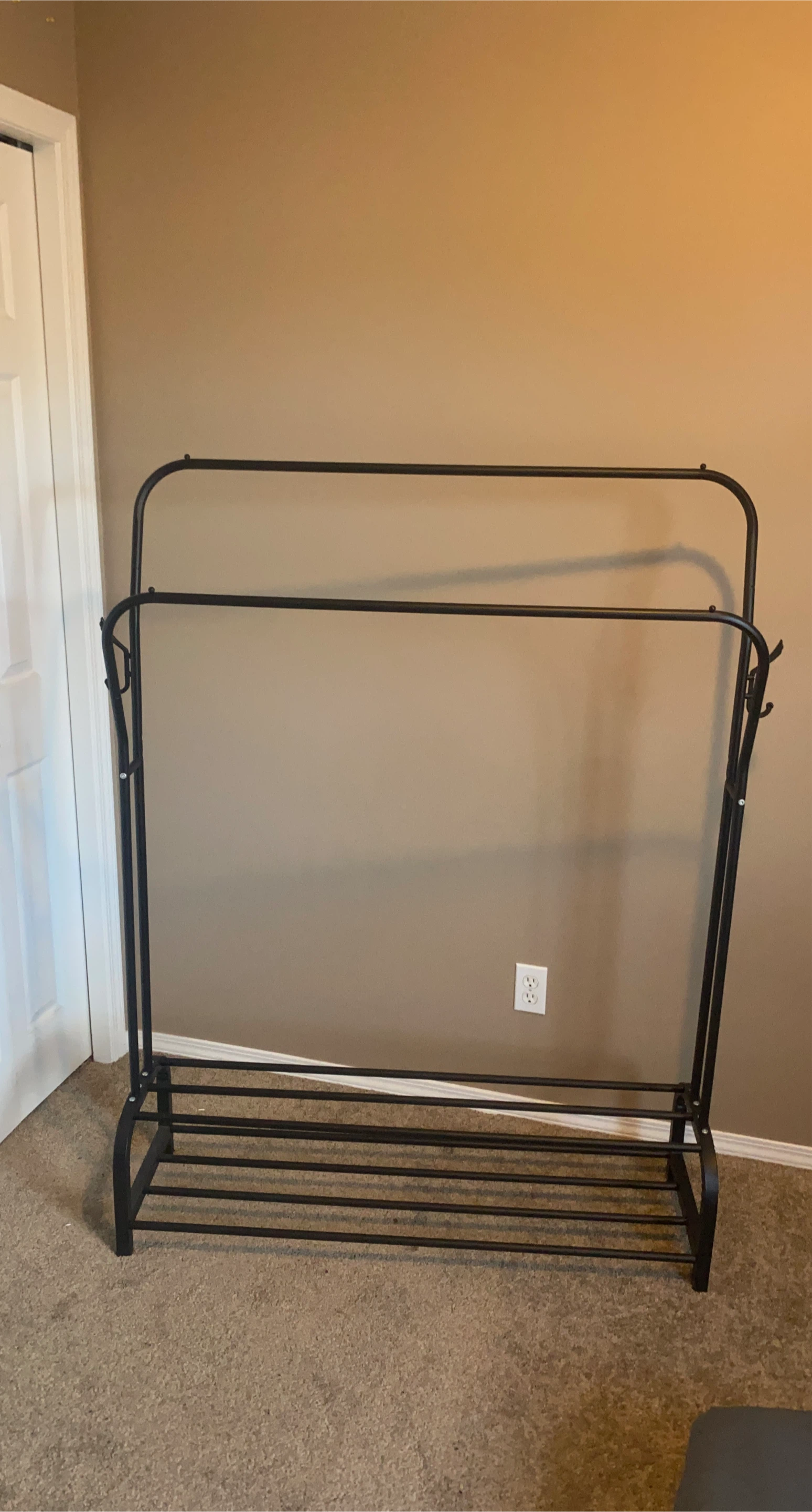 Black Metal Clothes Rack with Shoe Storage