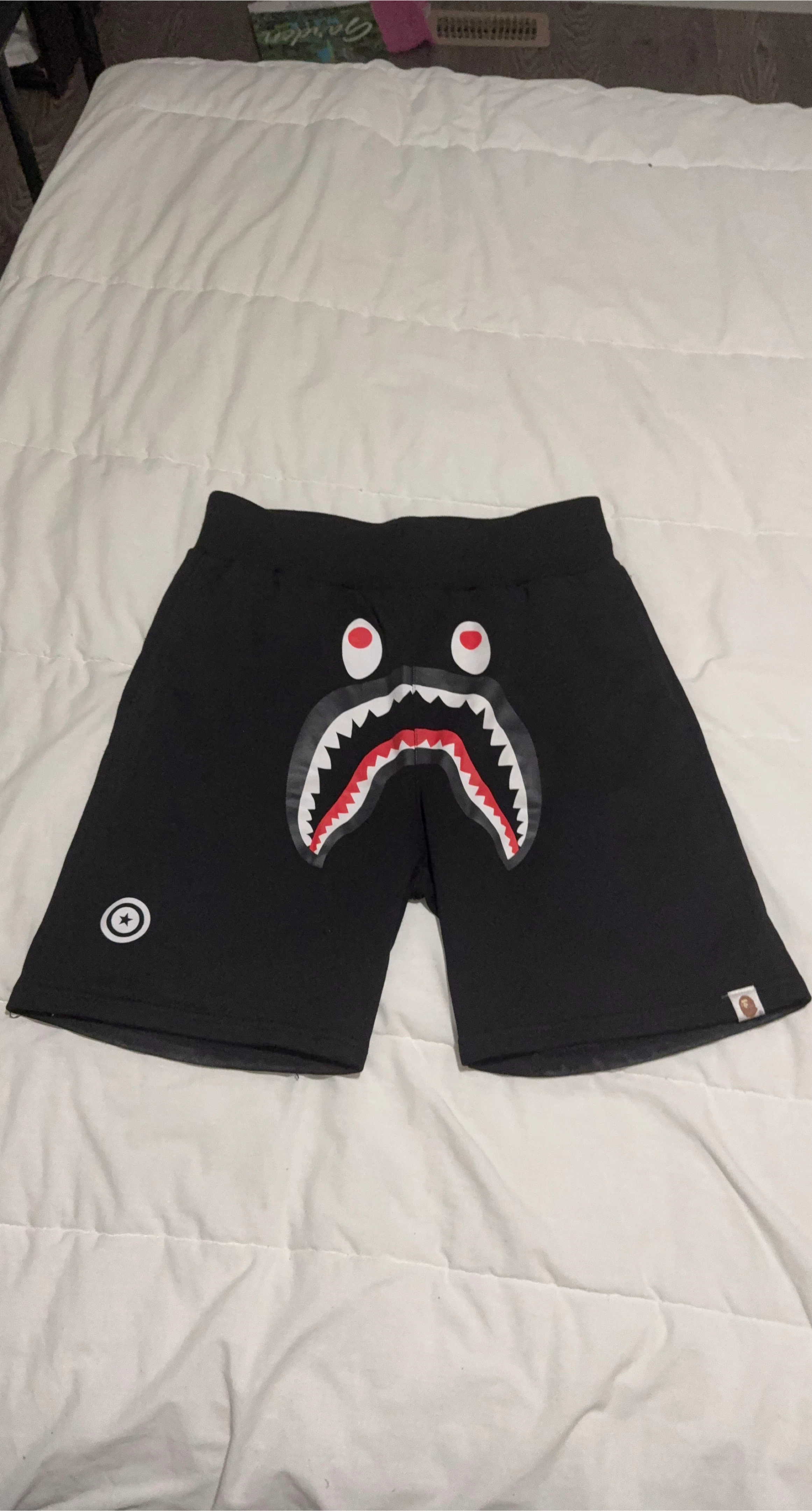 BAPE Black Shark Shorts - Size Large