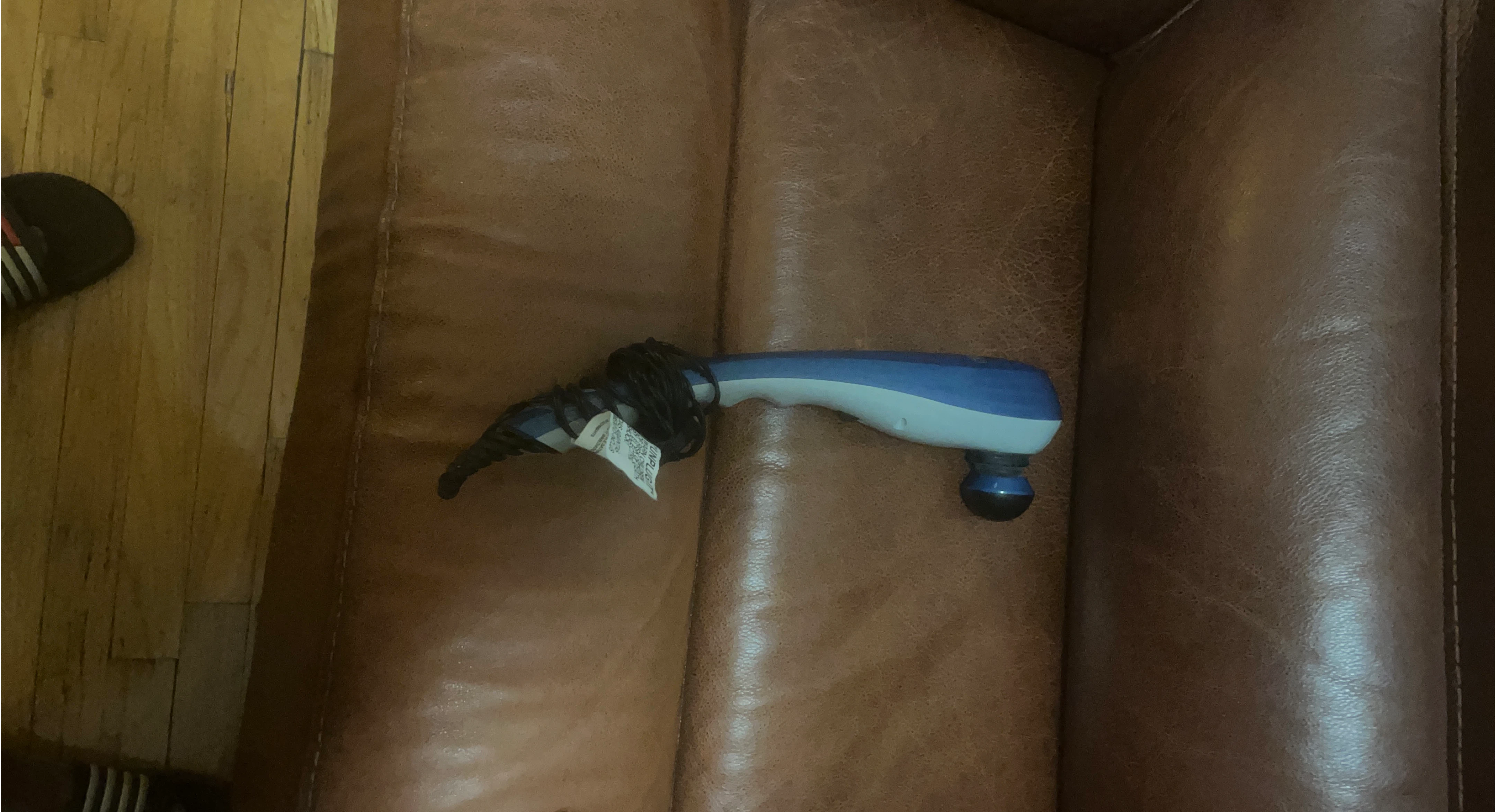 Blue and White Handheld Massager