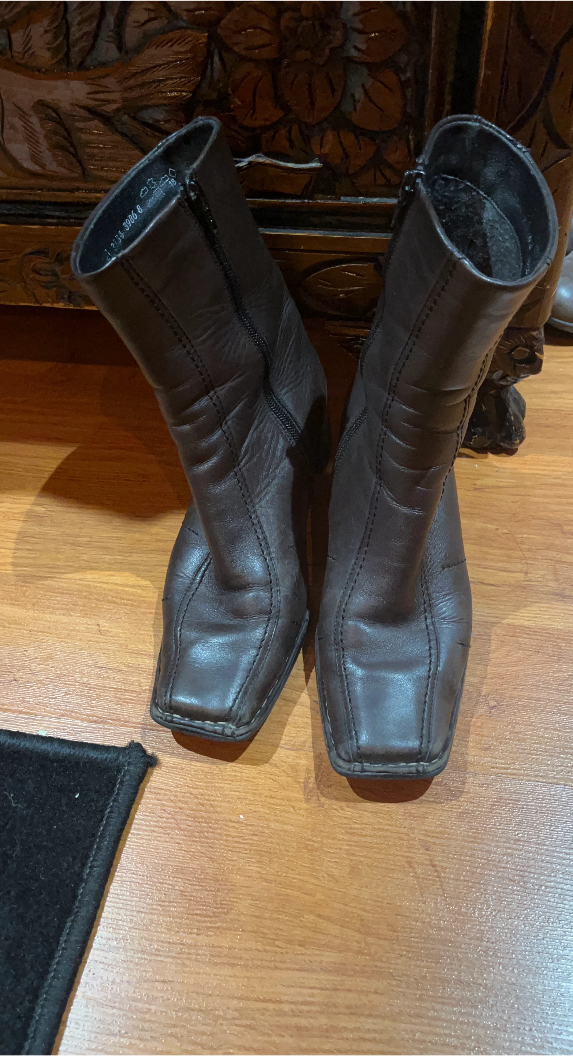 Brown Leather Ankle Boots - Size 8
