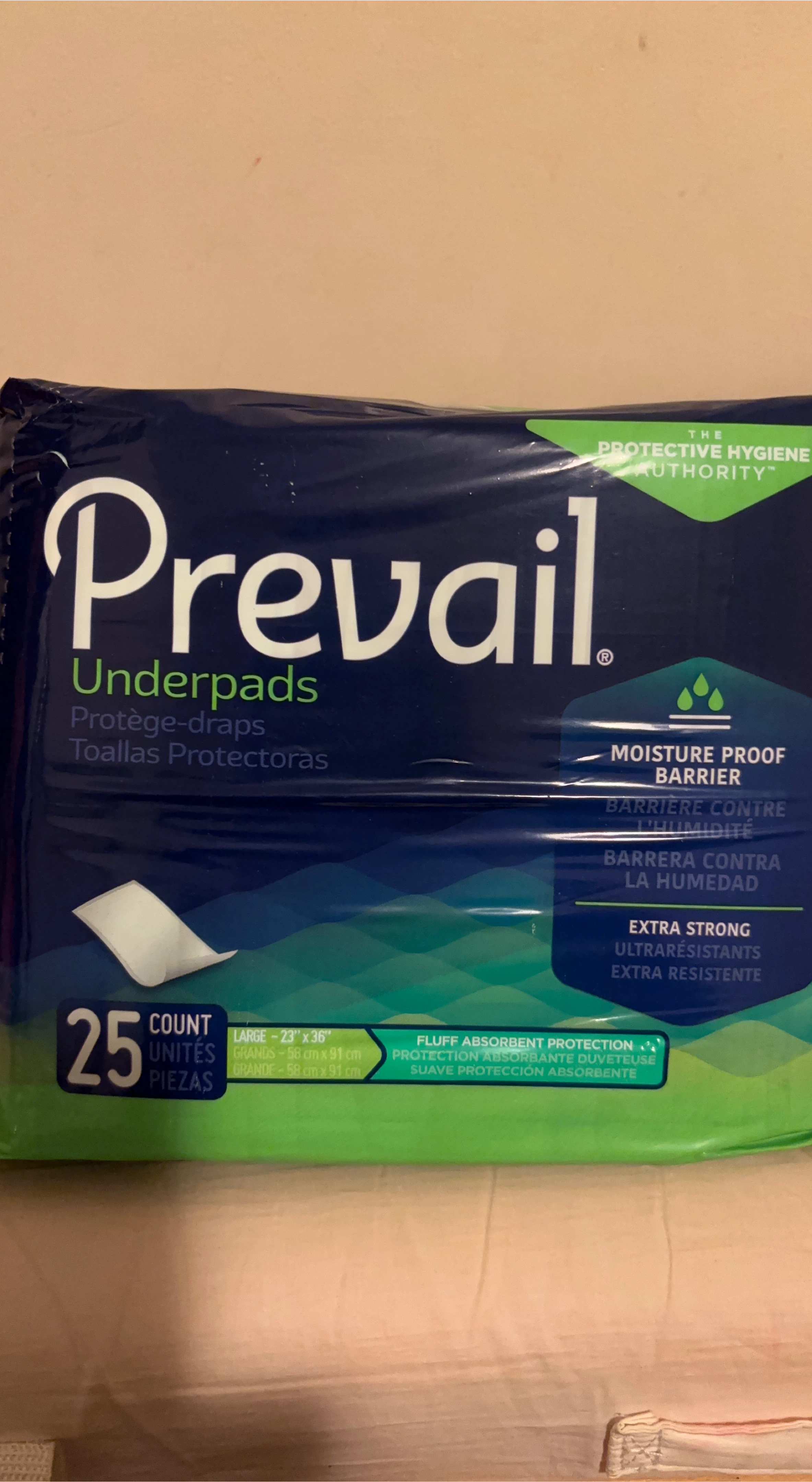 Prevail Underpads, 25 Count, Large 23" x 36"