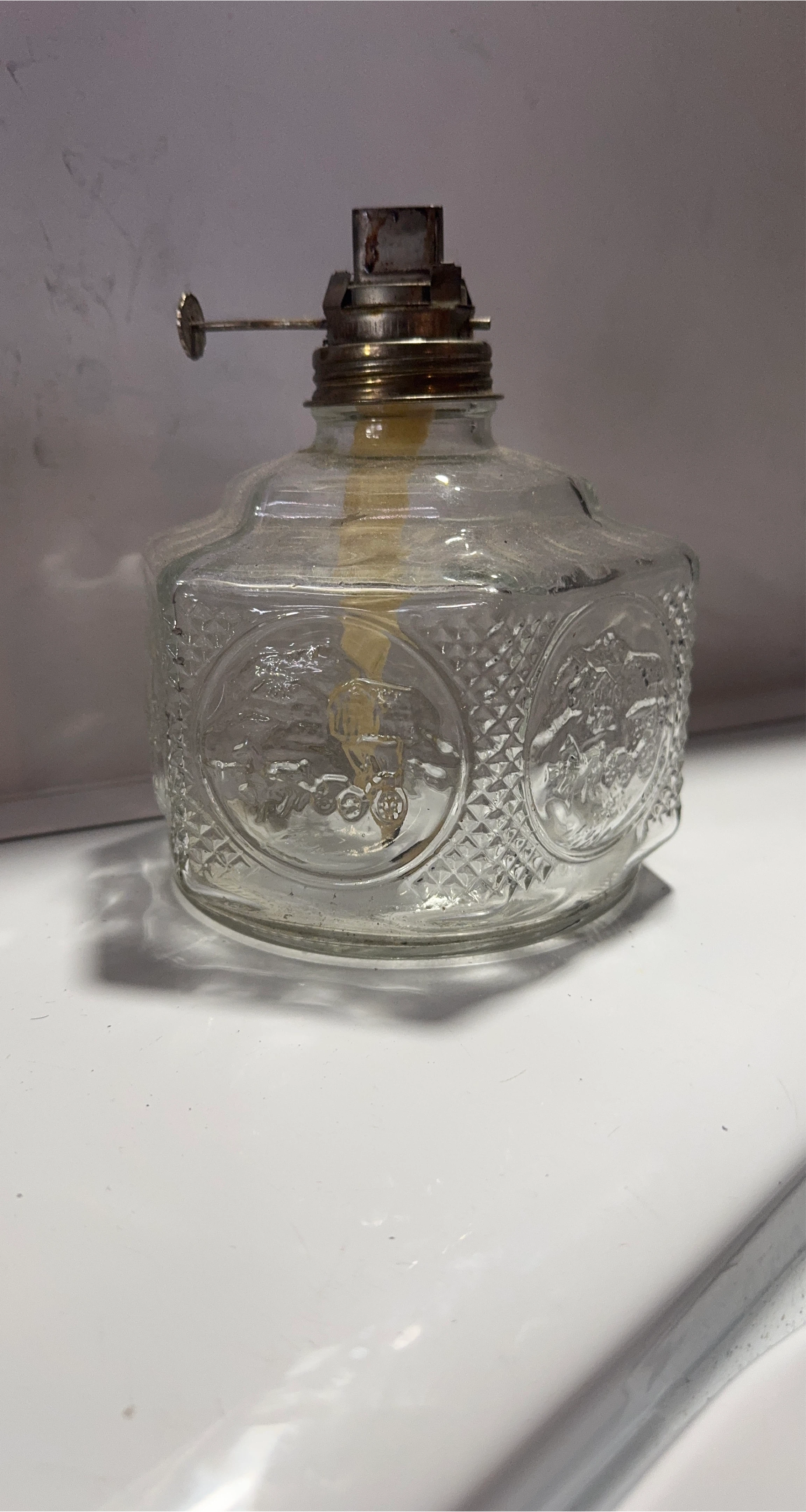 Vintage Clear Glass Oil Lamp