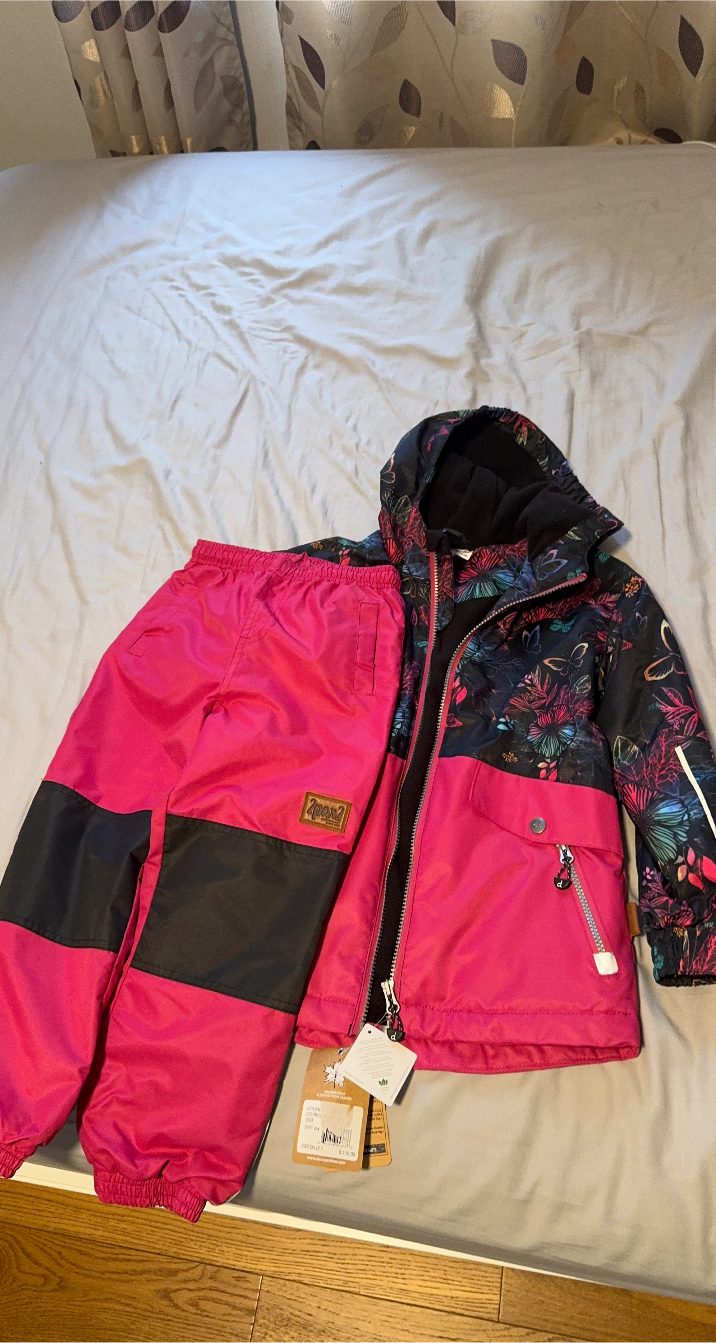 Deux par Deux Size 7 Snowsuit - Pink & Floral