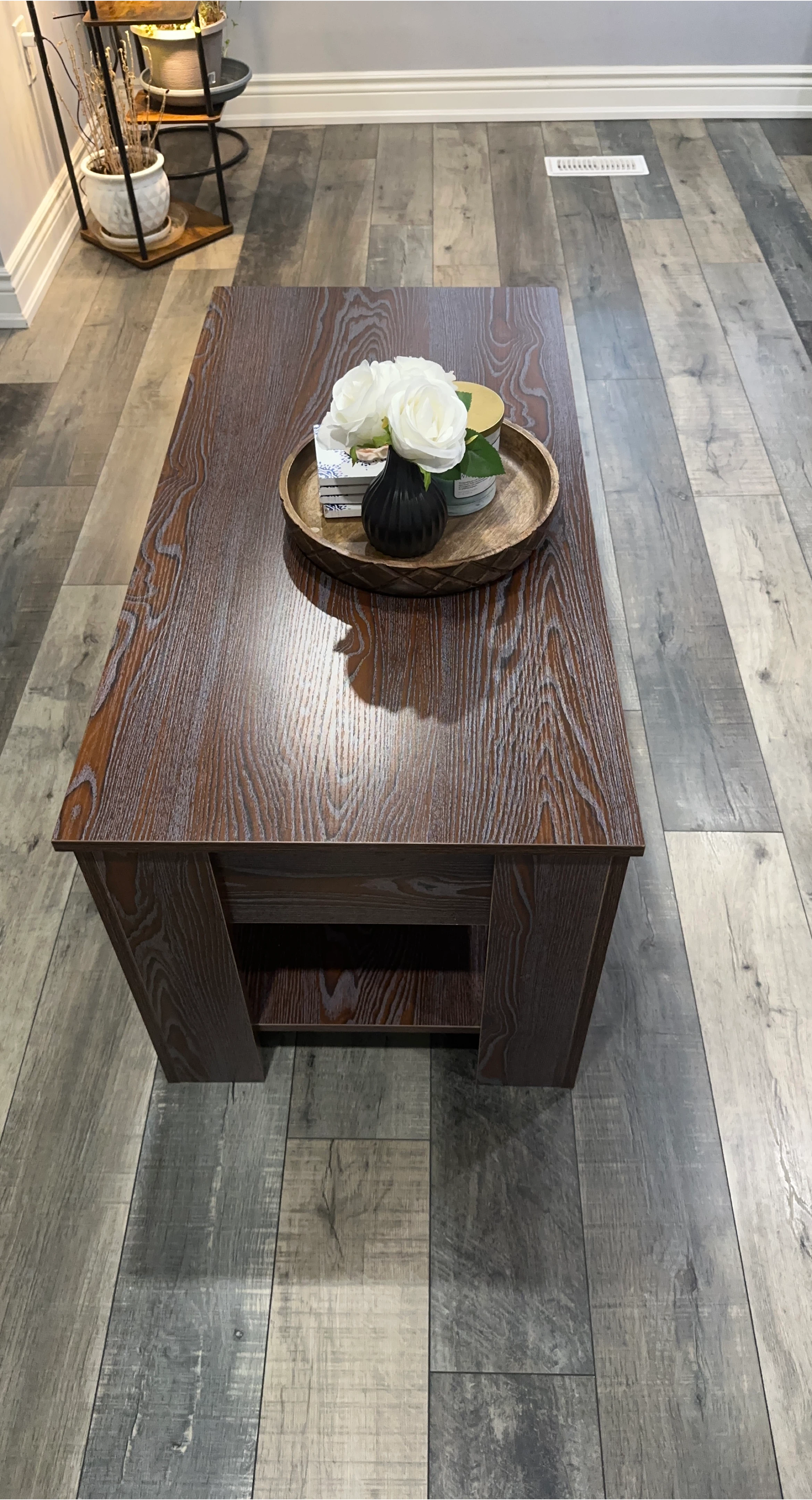 Wood Coffee Table with Bottom Shelf
