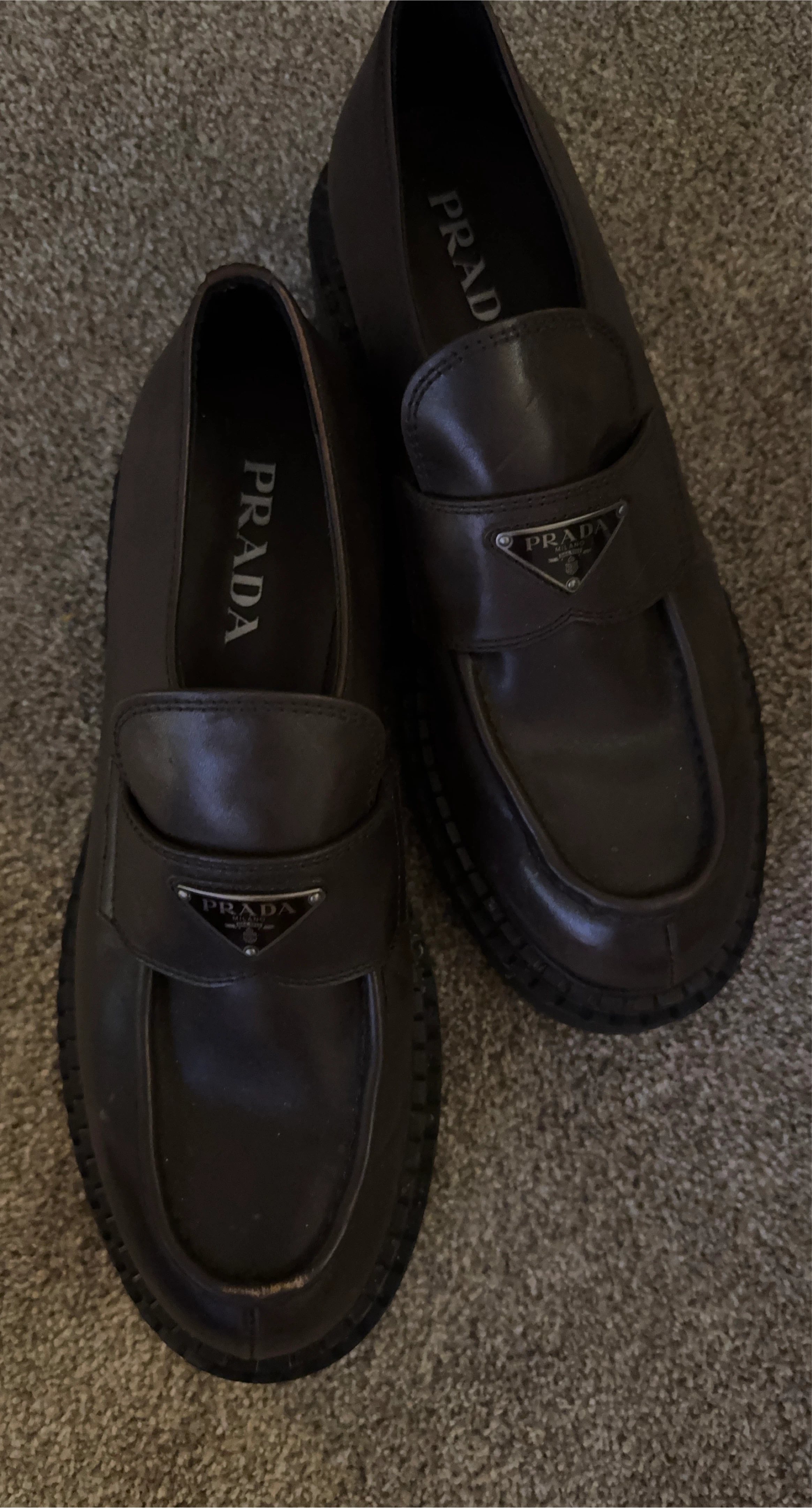 Prada Dark Brown Leather Loafers