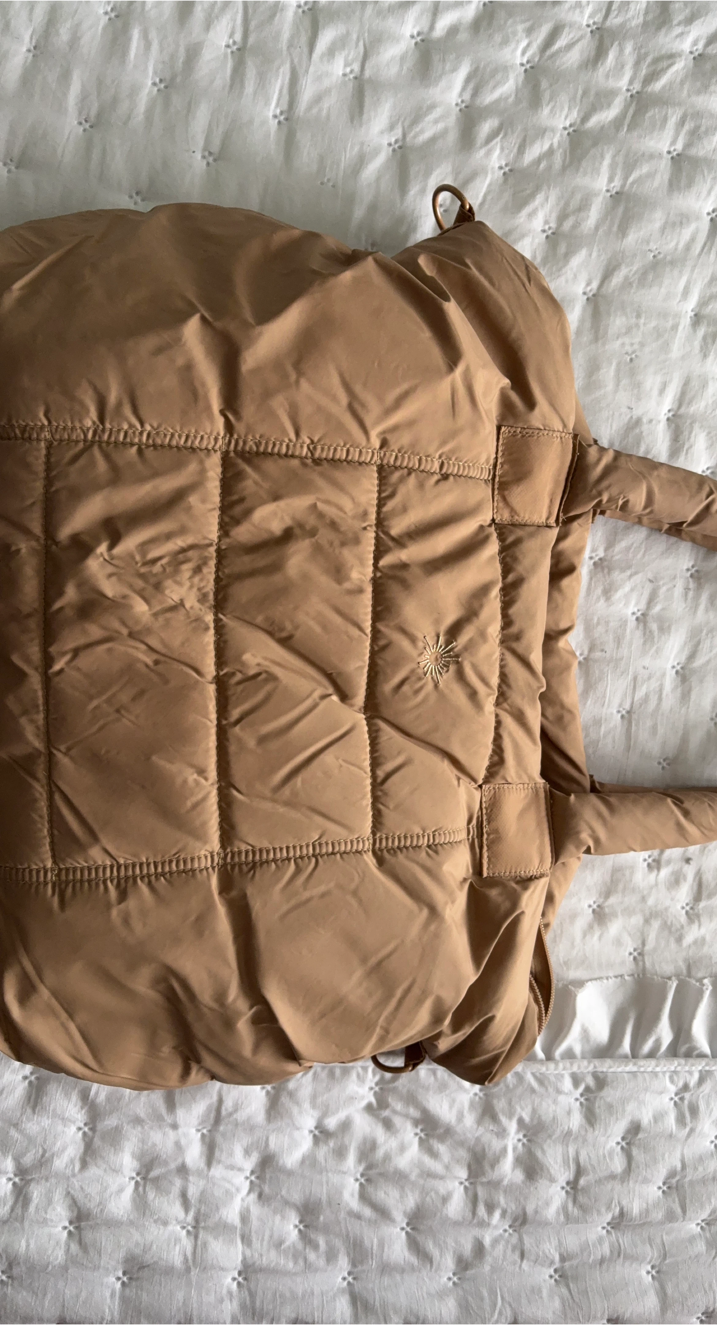 Quilted Tote Bag - Tan