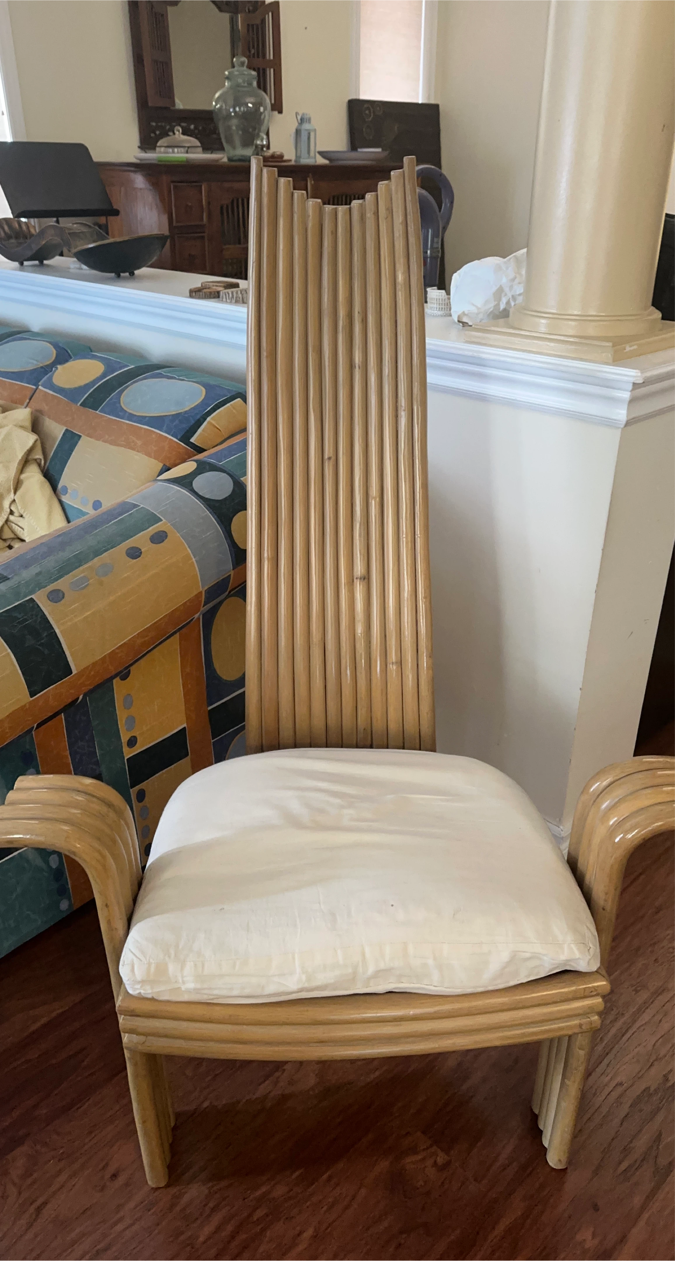 Vintage Bamboo Chair with Cushion