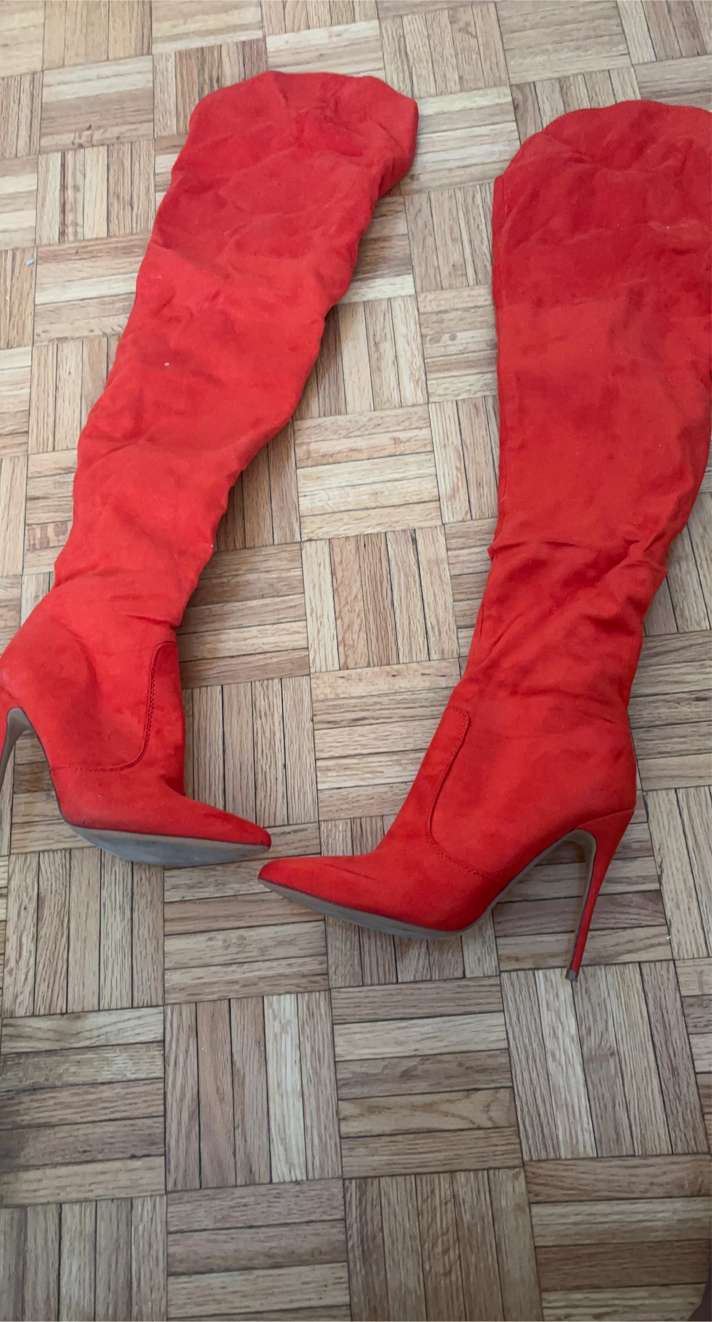 Red Thigh High Heel Boots