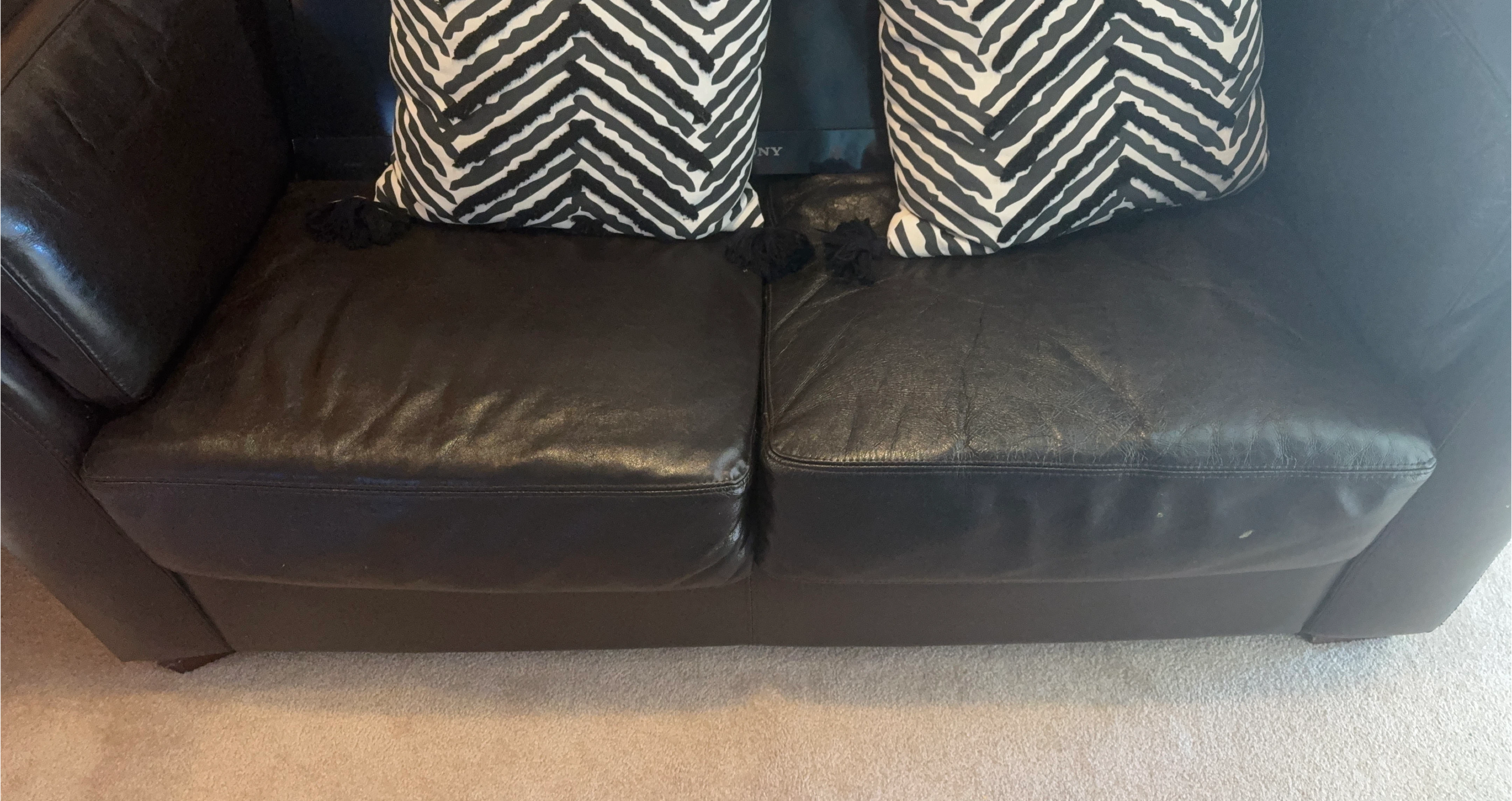 Black Leather Loveseat Sofa
