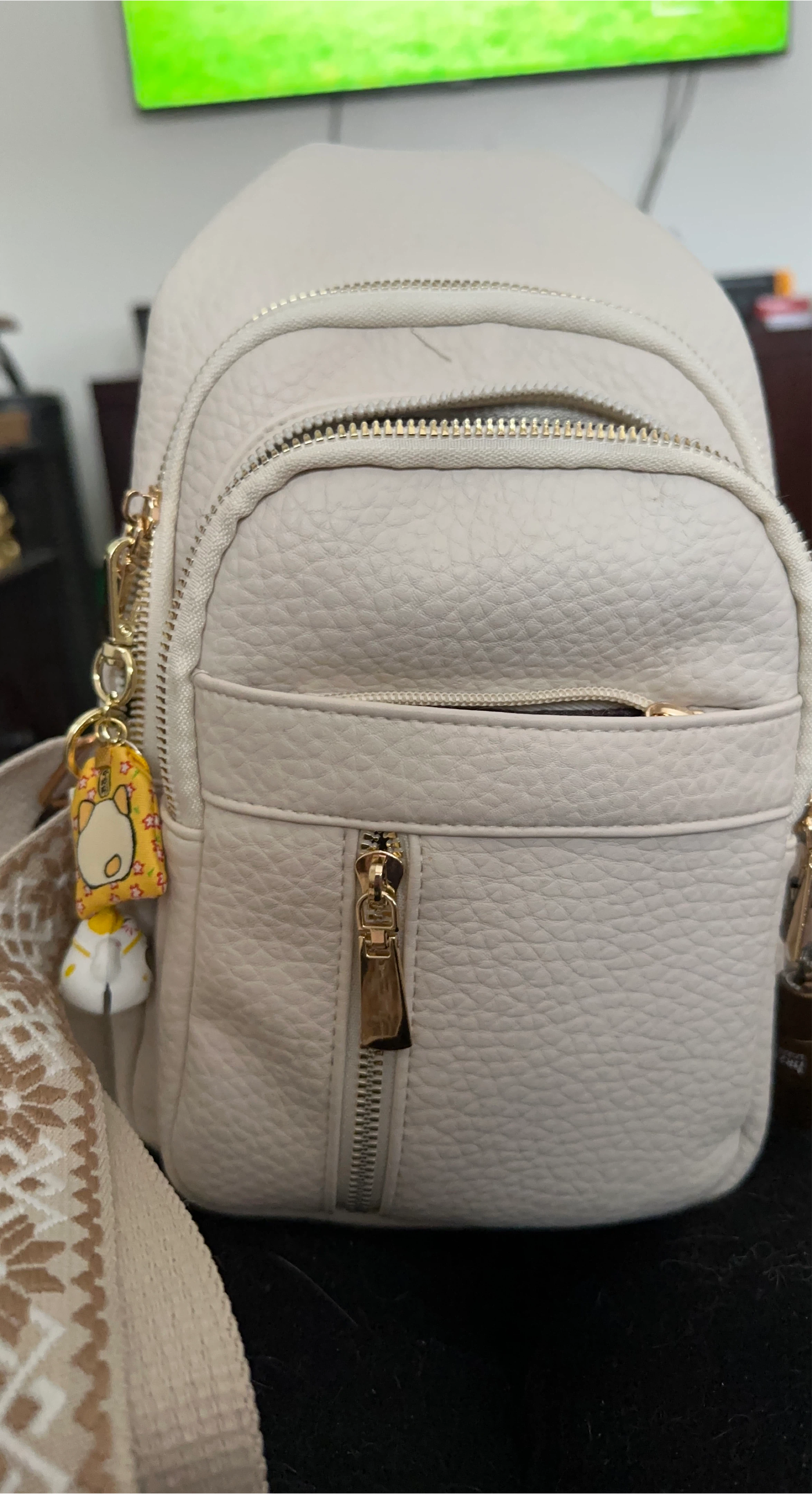 White Leather Mini Backpack